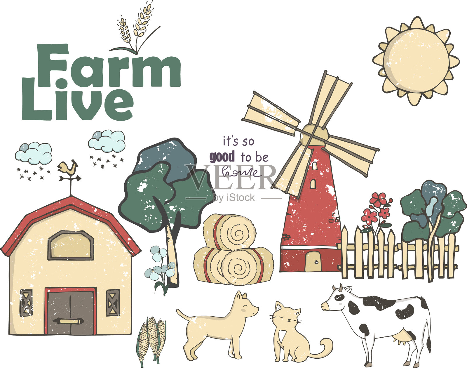 设置农民或农业工人种植设计元素图片