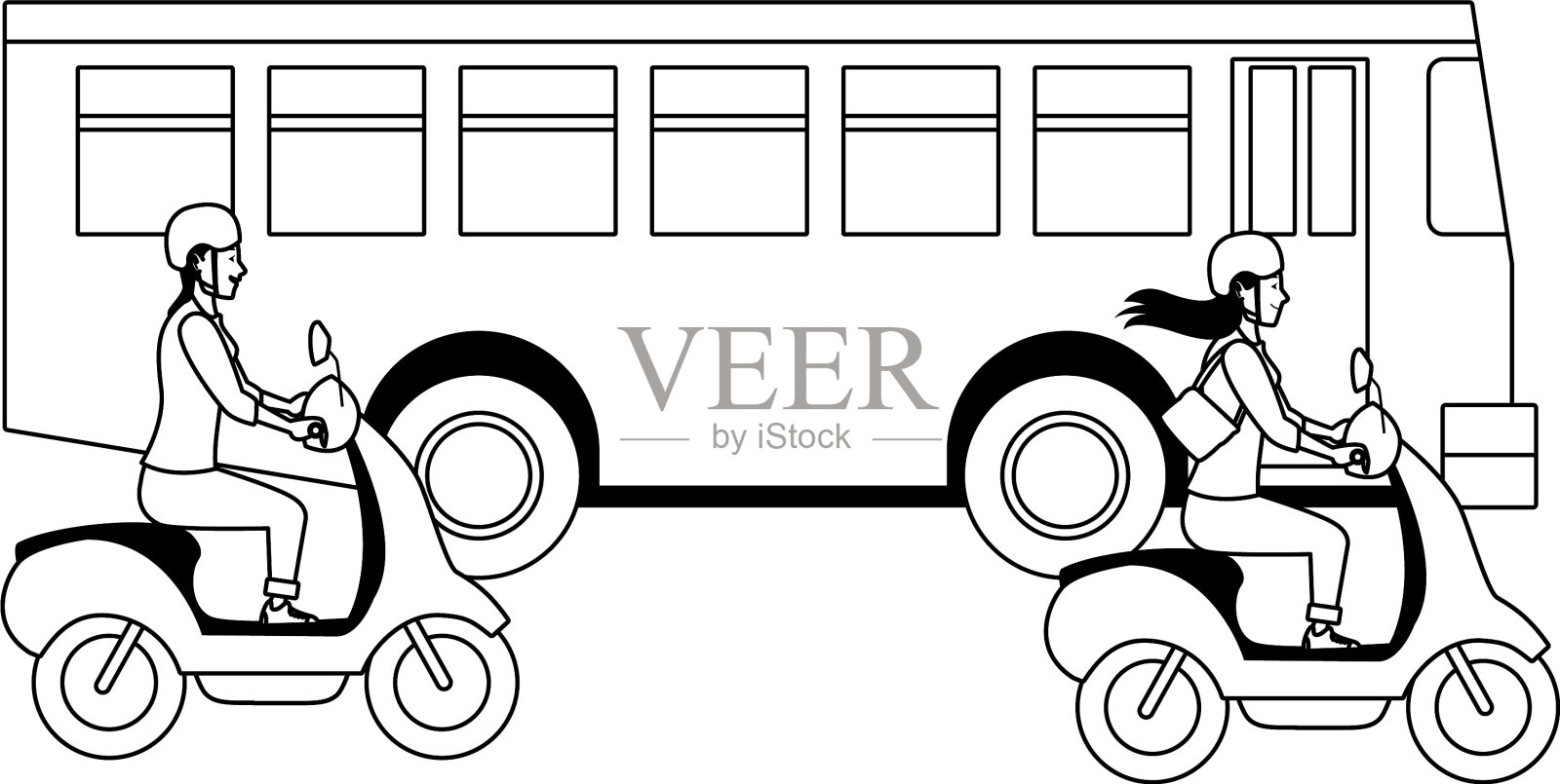 车辆和摩托车，还有司机插画图片素材