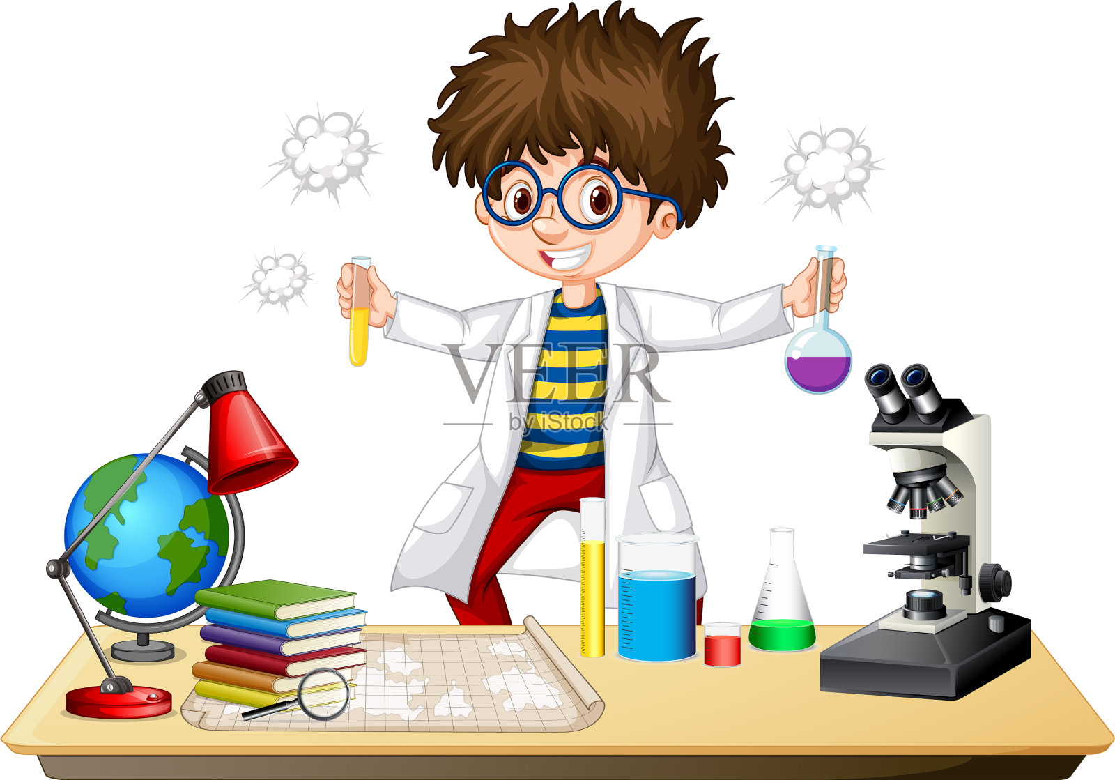 科学家在科学实验室做实验插画图片素材