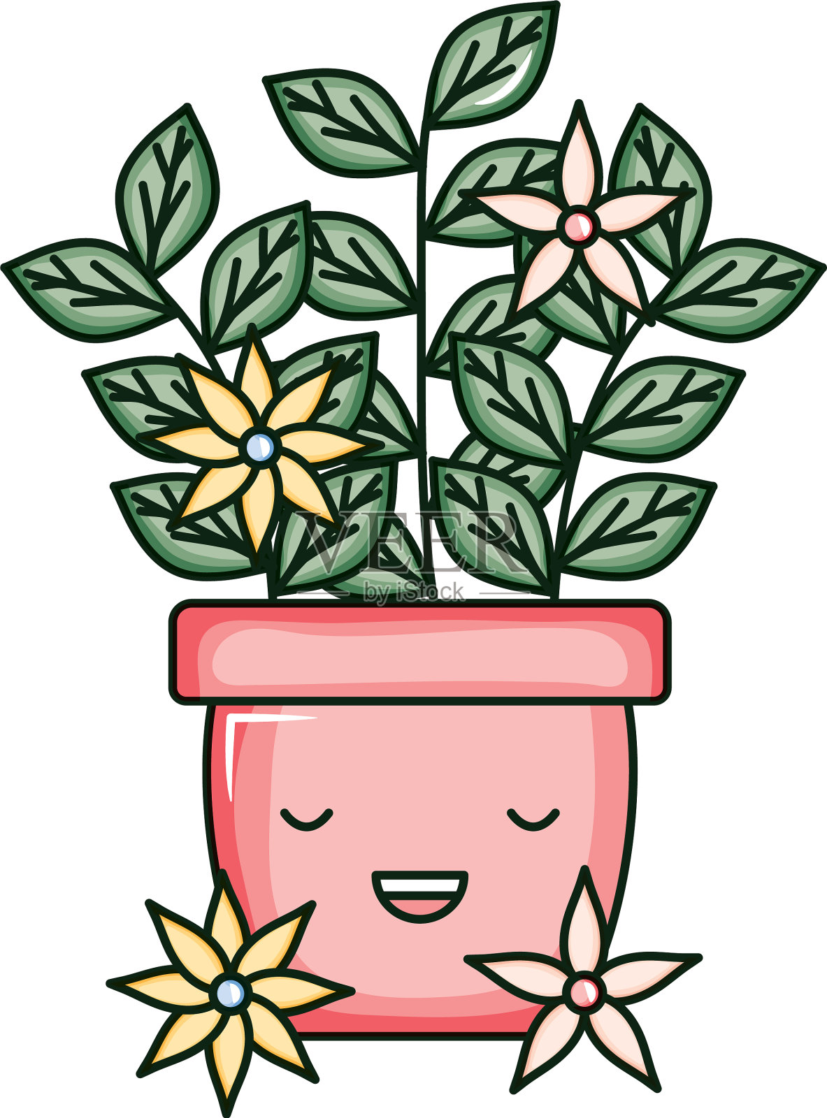 盆栽在陶瓷花盆，花可爱设计元素图片