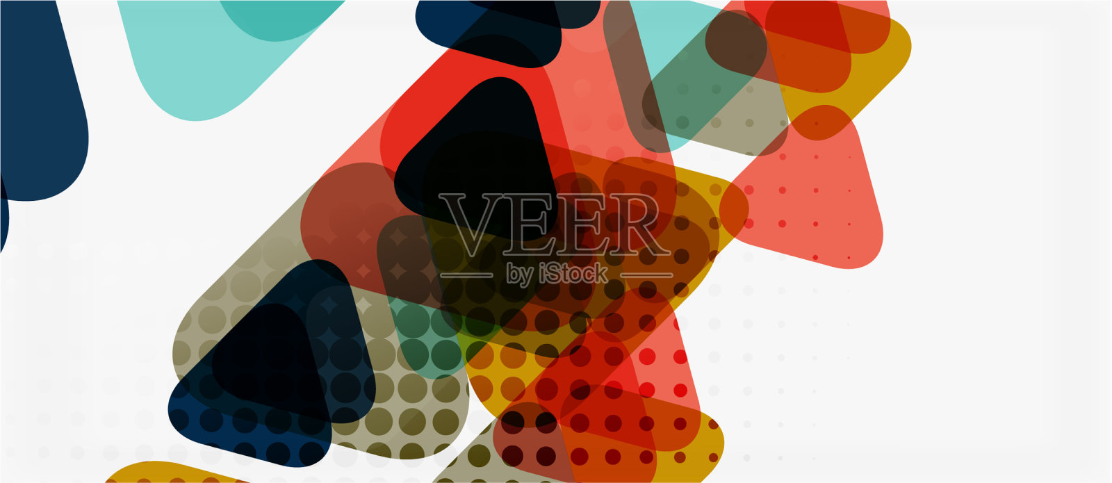 横幅上镶嵌着几何三角形的五彩图案设计模板素材