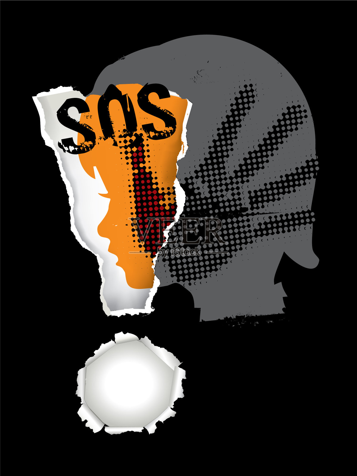 SOS警告针对儿童的暴力插画图片素材