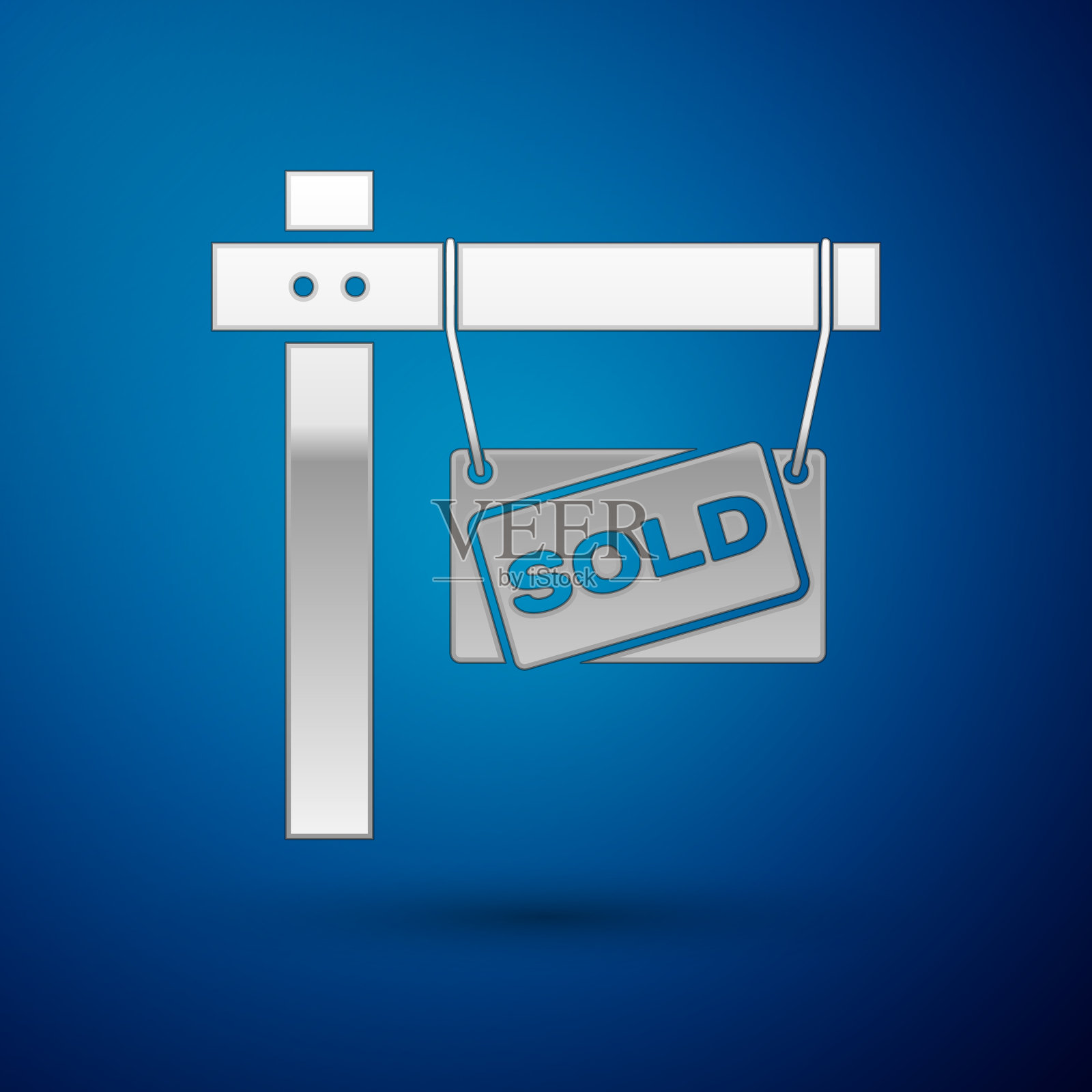 银色悬挂标志与文字出售图标隔离插画图片素材