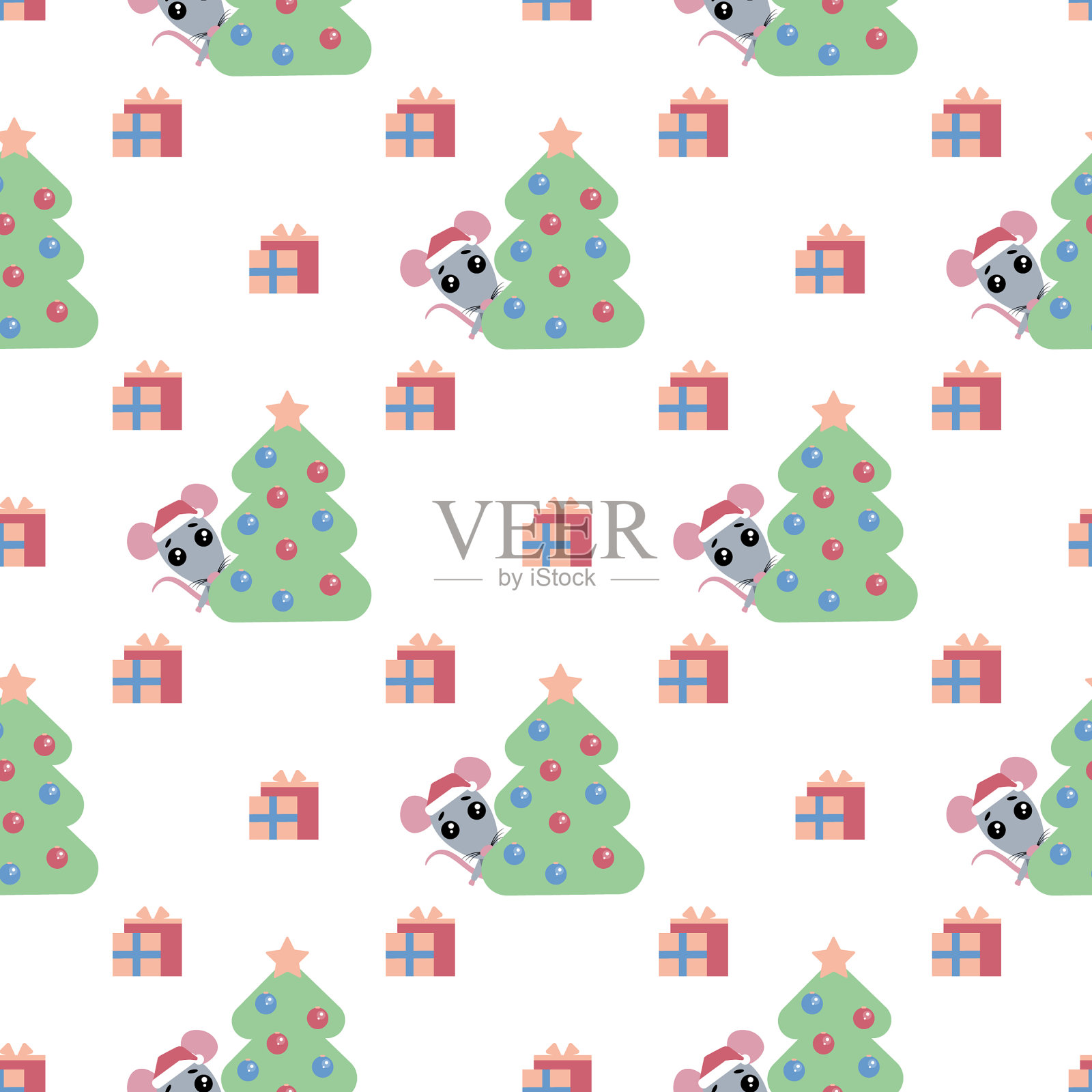 无缝背景可爱鼠搞笑插画图片素材