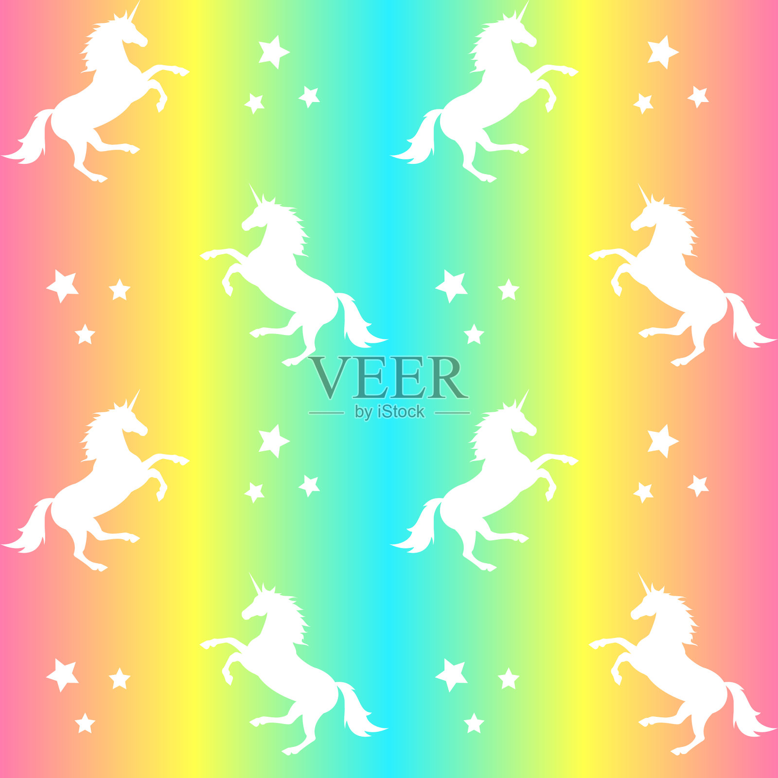 无缝图案的独角兽在彩虹插画图片素材