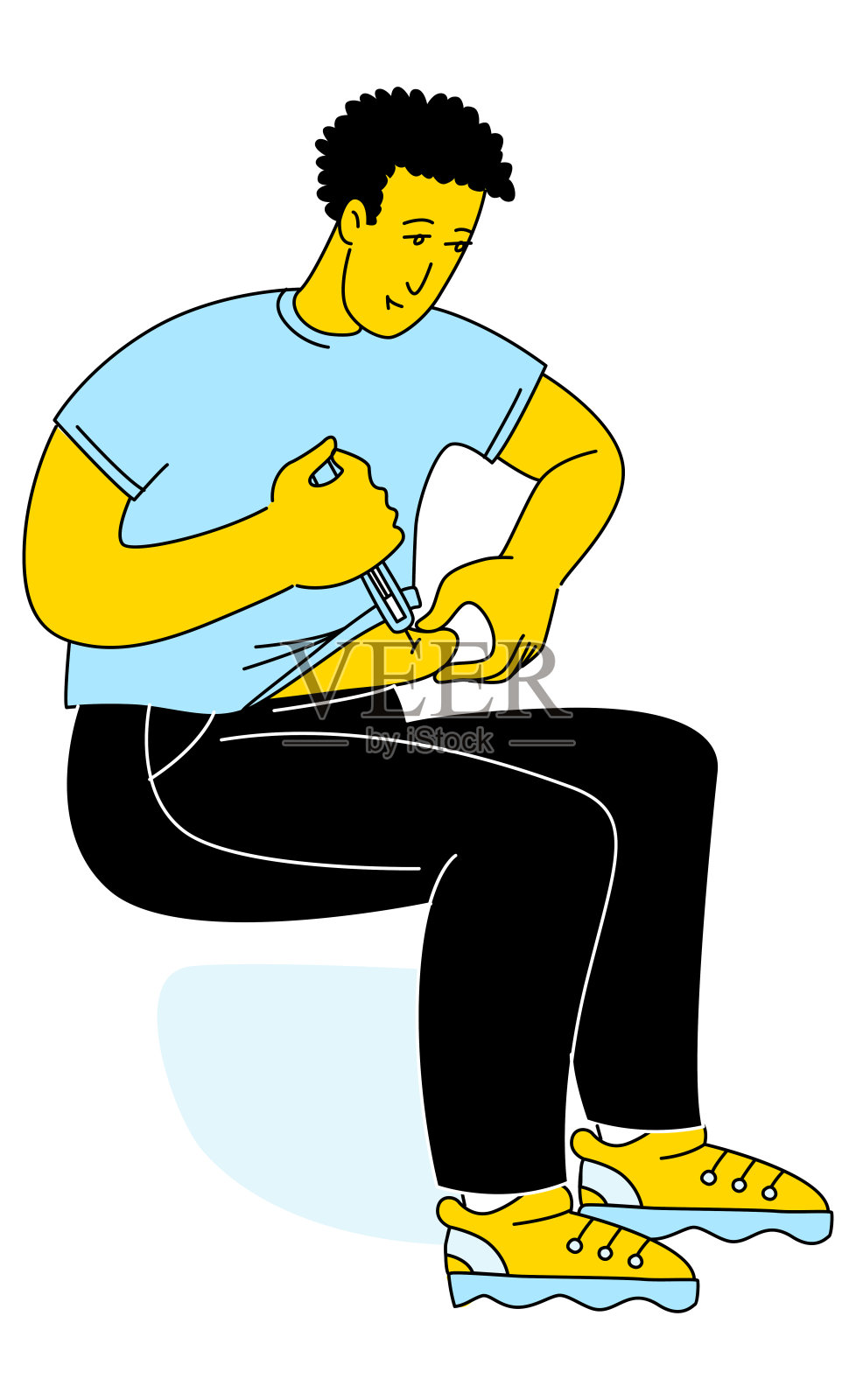 年轻人糖尿病患者注射胰岛素设计元素图片