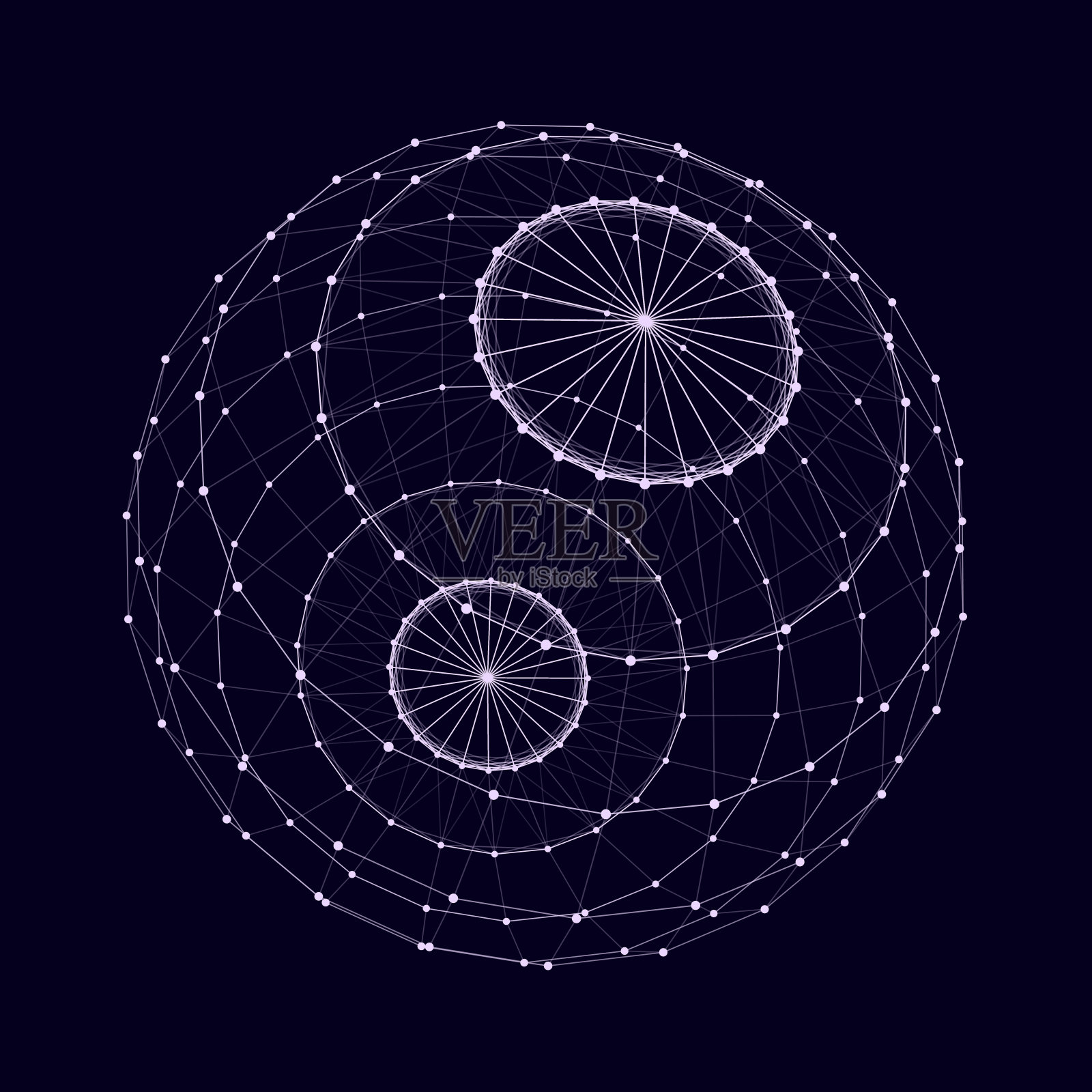 网格技术领域。由点和线组成的蓝色球体。现代的线框元素。矢量插图。插画图片素材