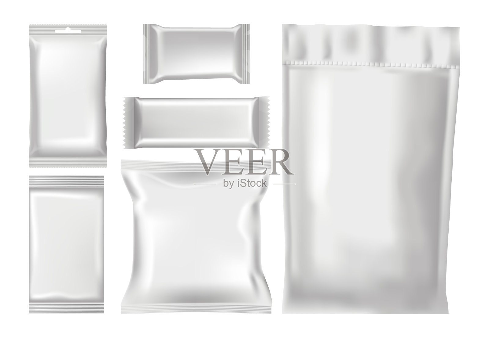 一套空白产品包装在白色背景，现实的矢量插图插画图片素材