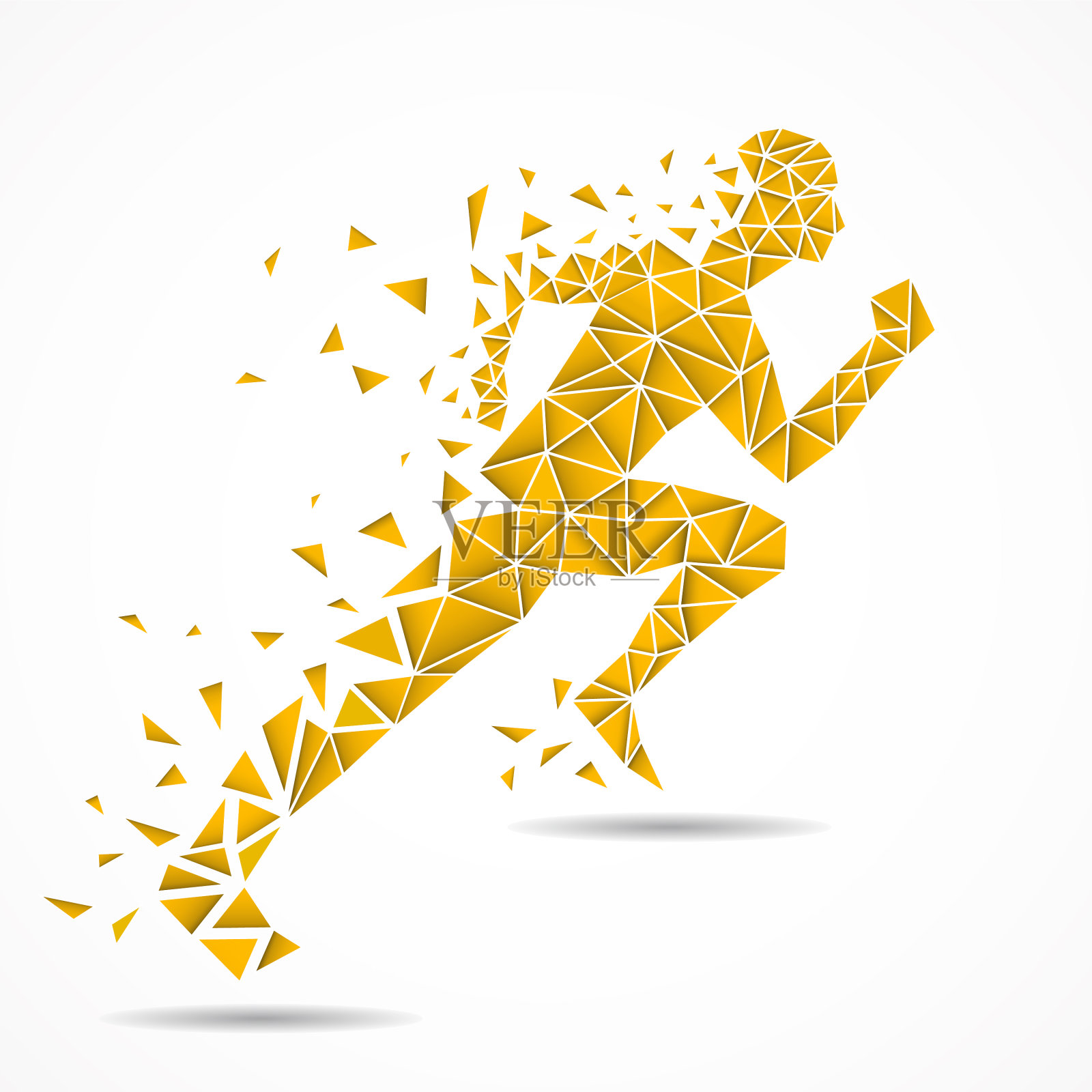 抽象奔跑的人从彩色的三角形插画图片素材