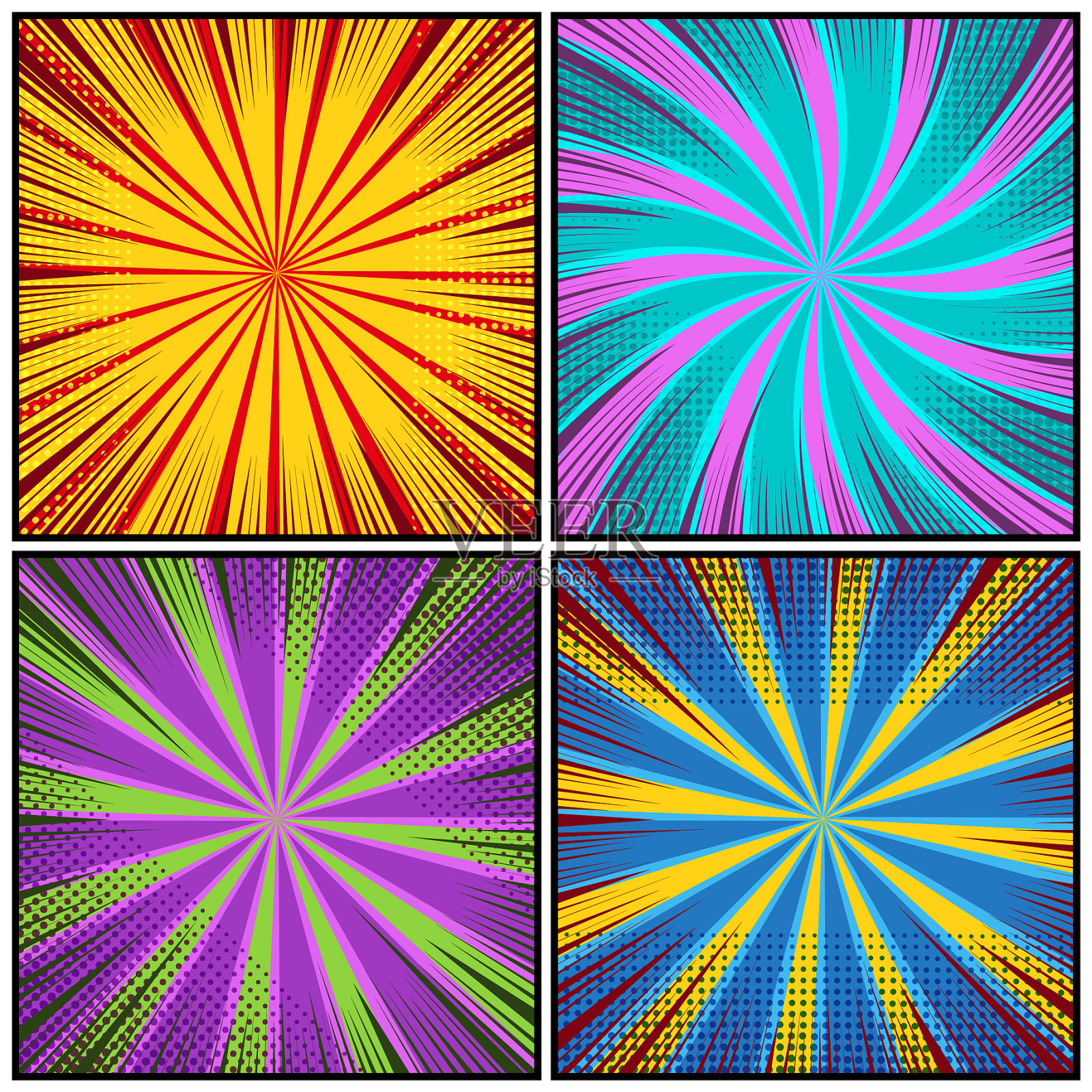 漫画色彩鲜艳的背景设置插画图片素材