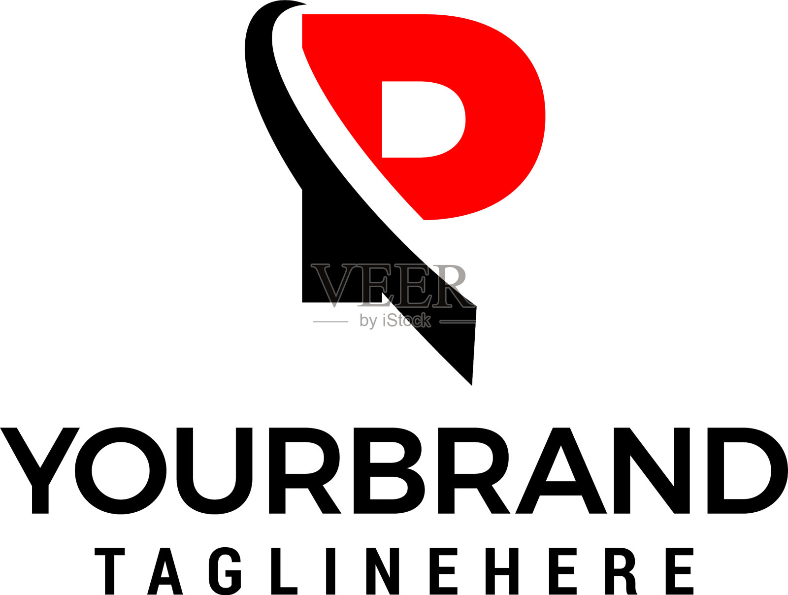 首字母p标志与切片元素图形插画图片素材