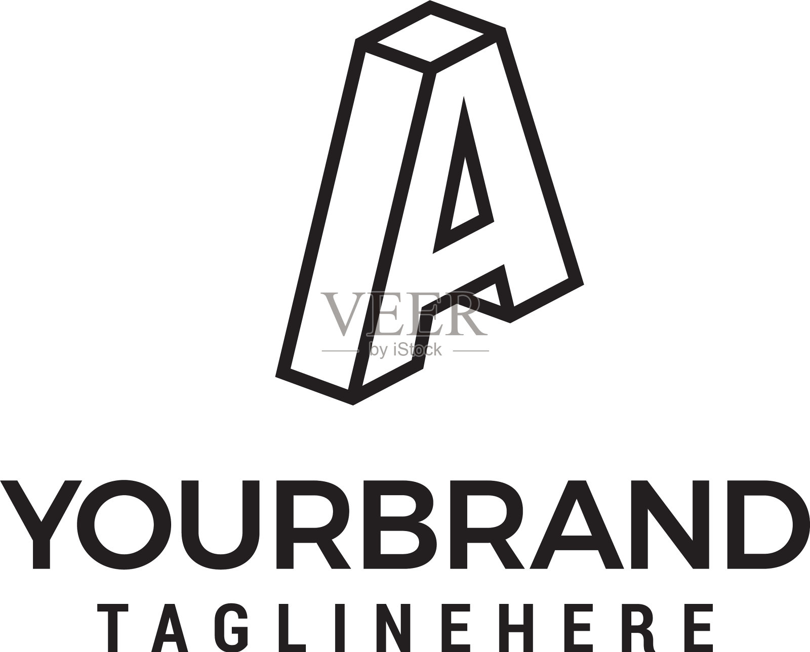 字母标志有三维等距线几何形状插画图片素材