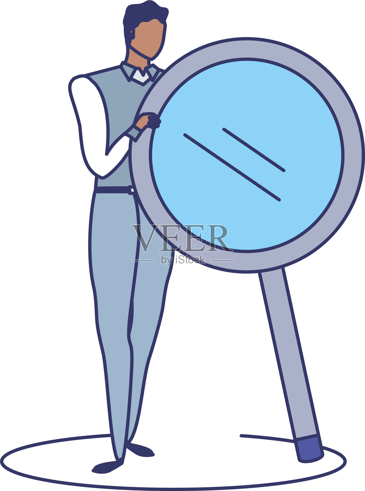 商人优雅地带着搜索放大镜设计元素图片