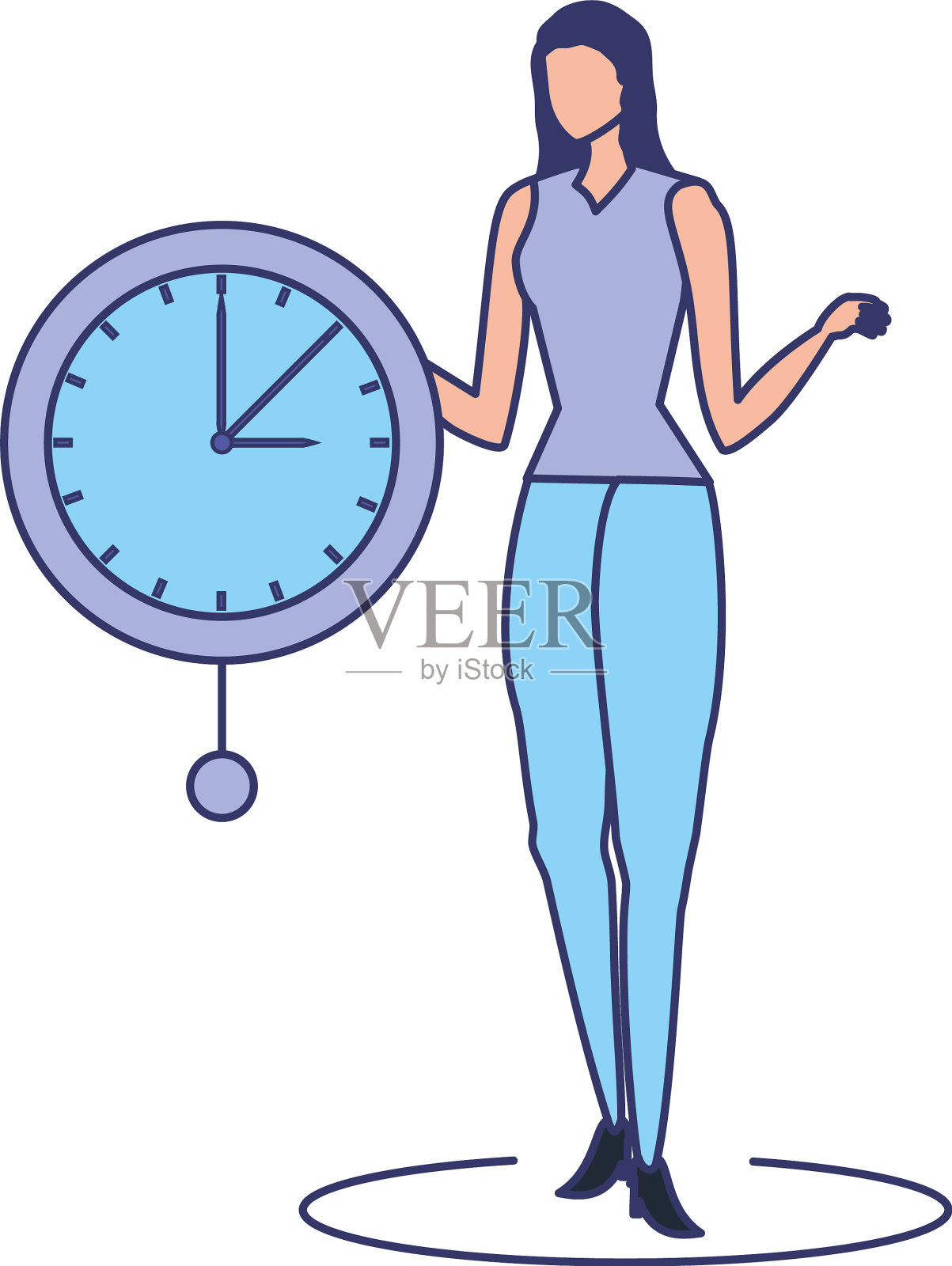 商务女性优雅与时间时钟设计元素图片