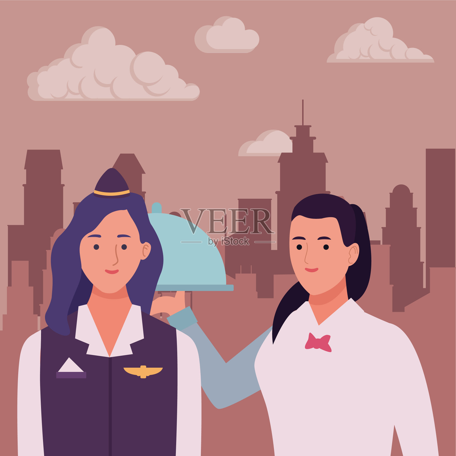 专业人士将微笑的卡通人物组合在一起插画图片素材