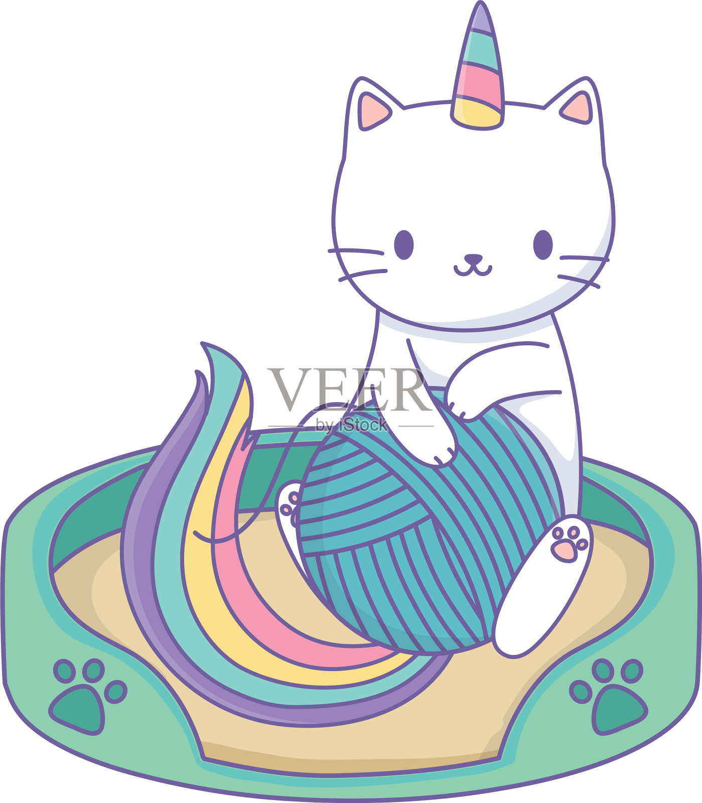 独角兽猫卡通设计设计元素图片