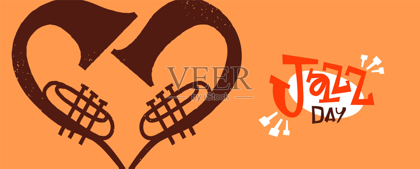 爵士乐日喇叭心形爱的概念横幅插画图片素材