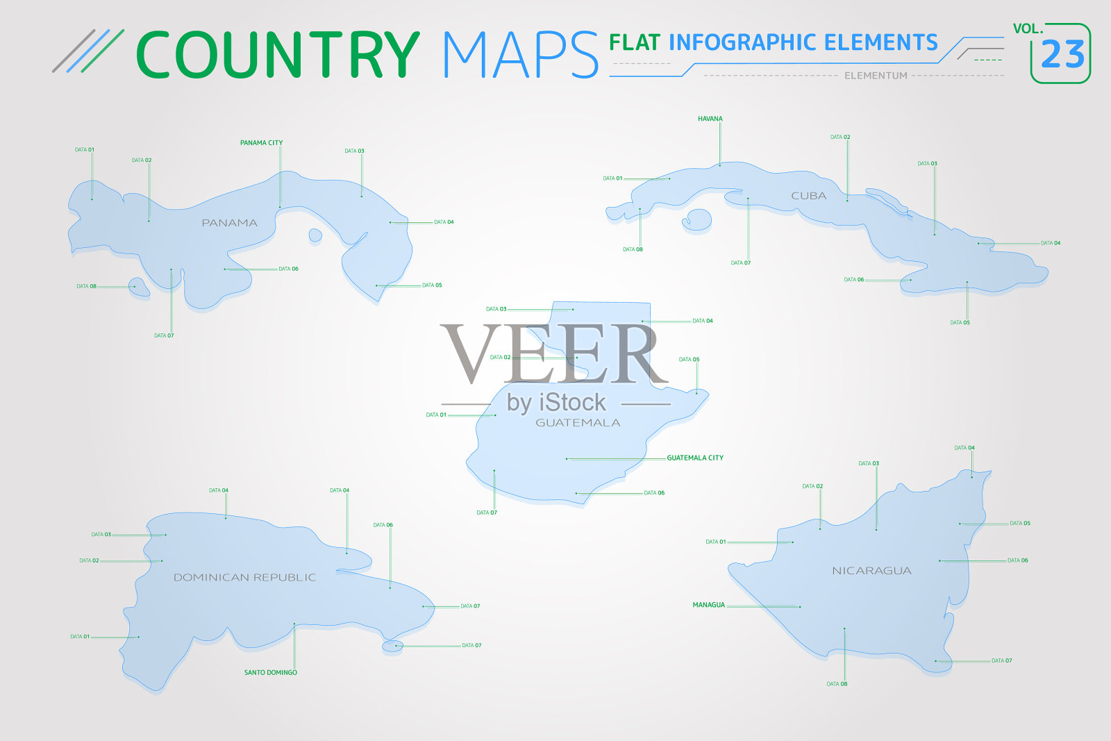 危地马拉巴拿马尼加拉瓜多米尼加共和国插画图片素材