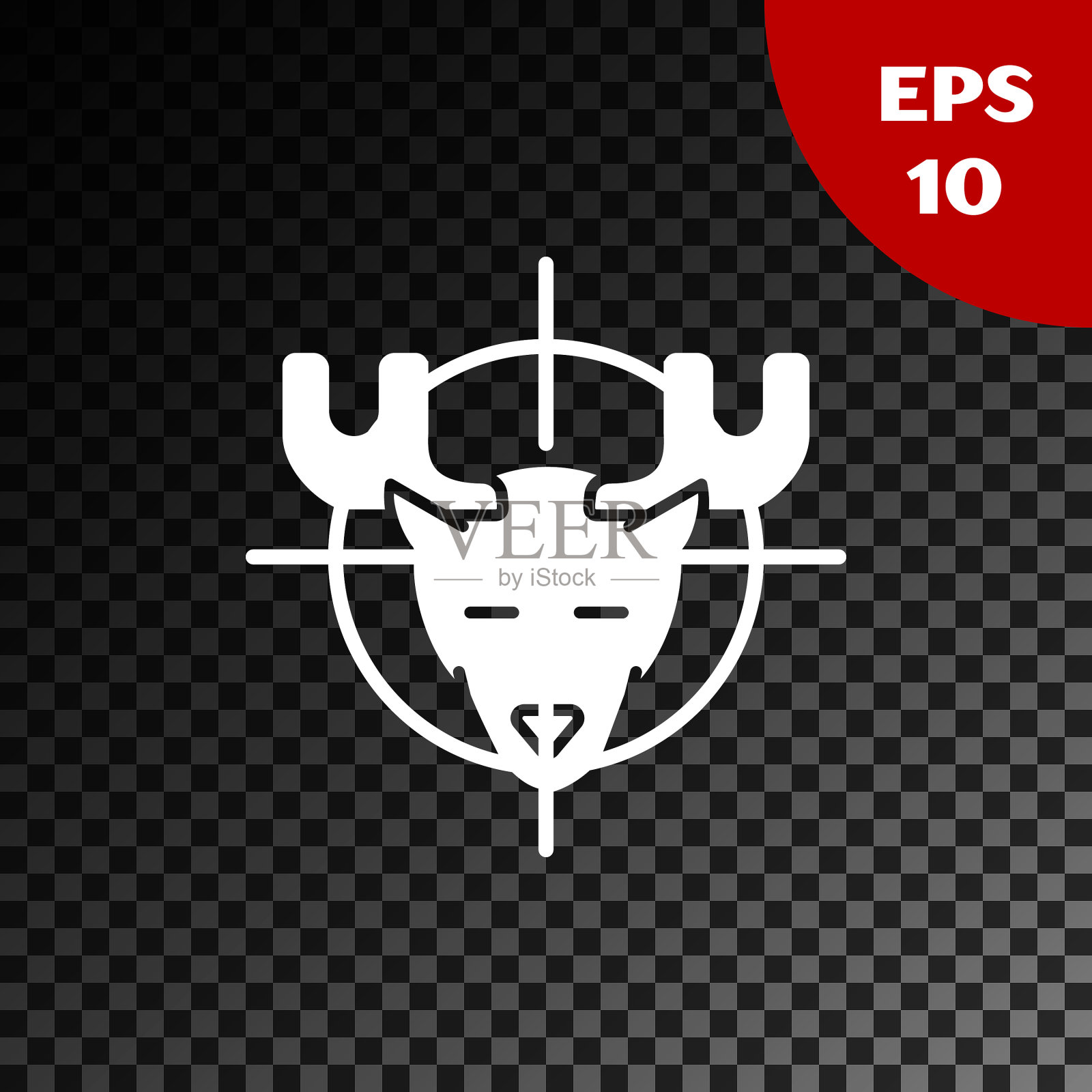 白色狩猎驼鹿与十字准星图标孤立插画图片素材