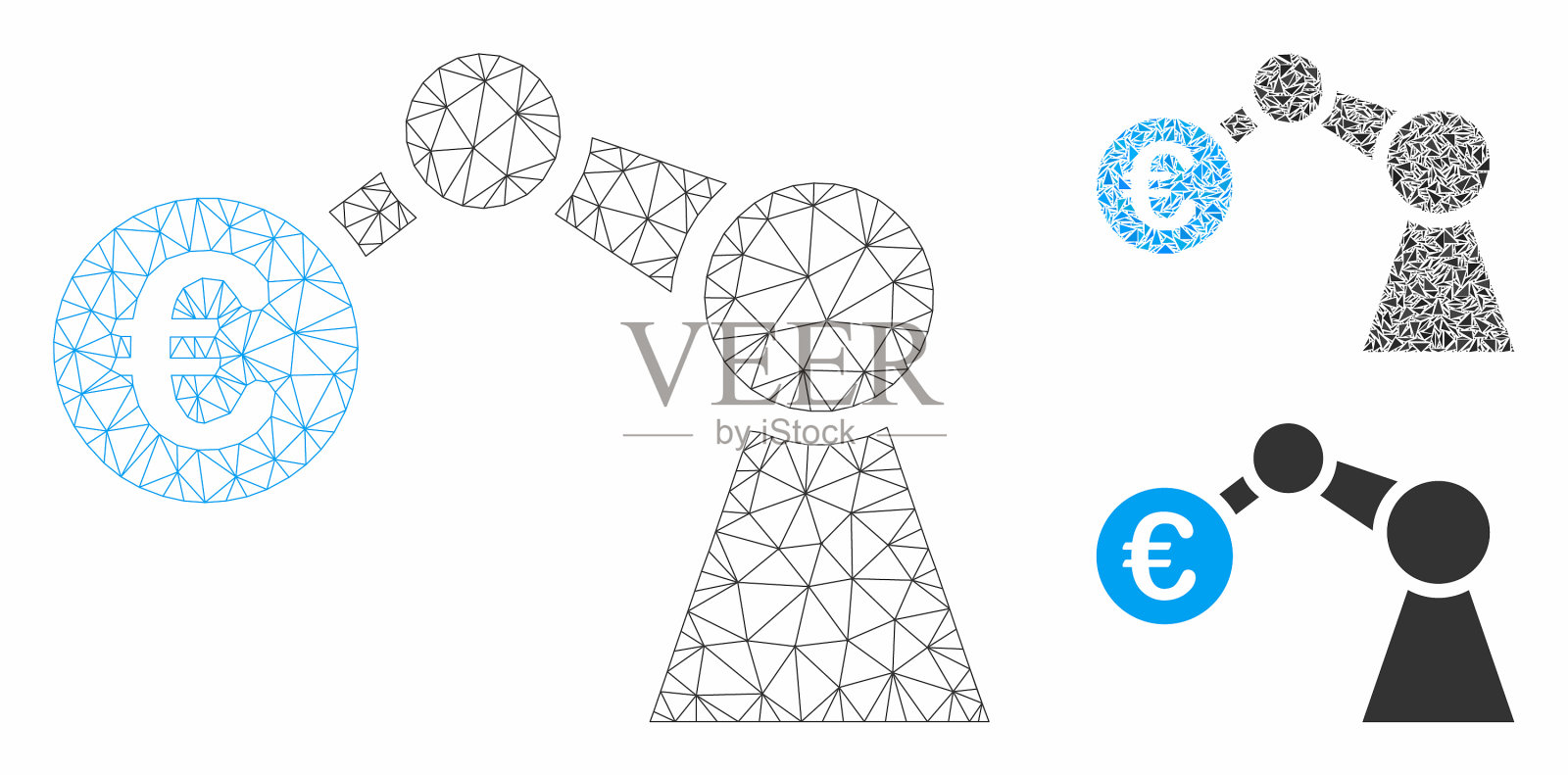 机械手网状模型和三角形网格插画图片素材