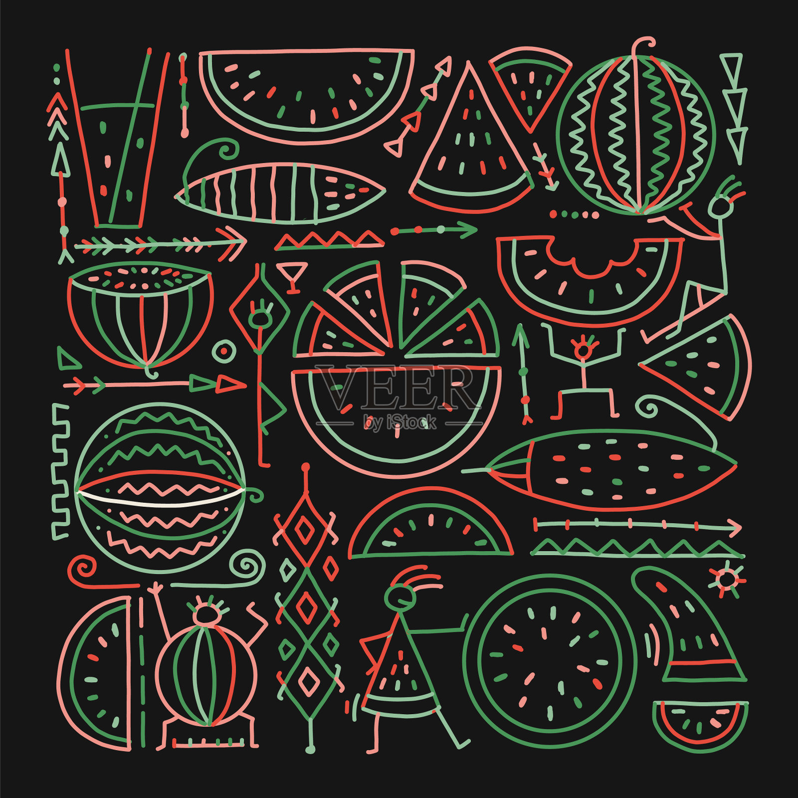 西瓜收集你的设计背景插画图片素材