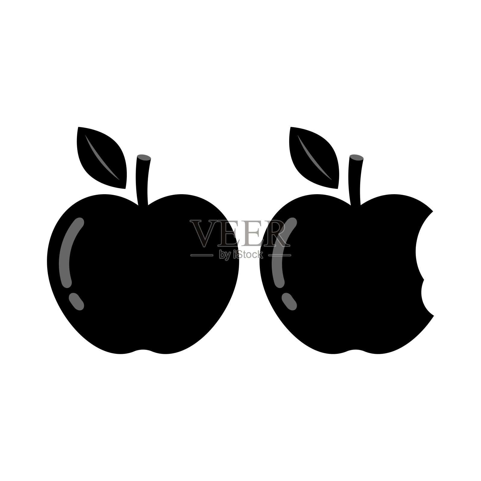 苹果。成熟的水果插图。矢量图标孤立的白色背景。插画图片素材