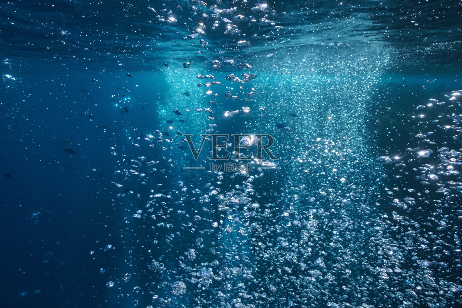 空气在海洋下面起泡照片摄影图片