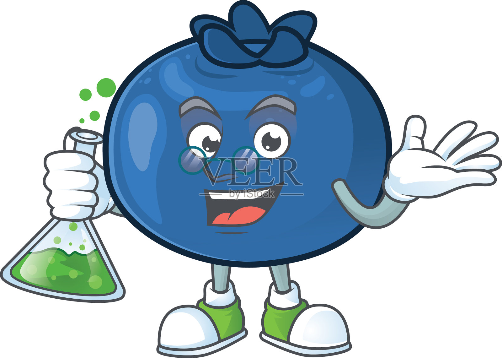 卡通教授有趣的蓝莓水果设计元素图片