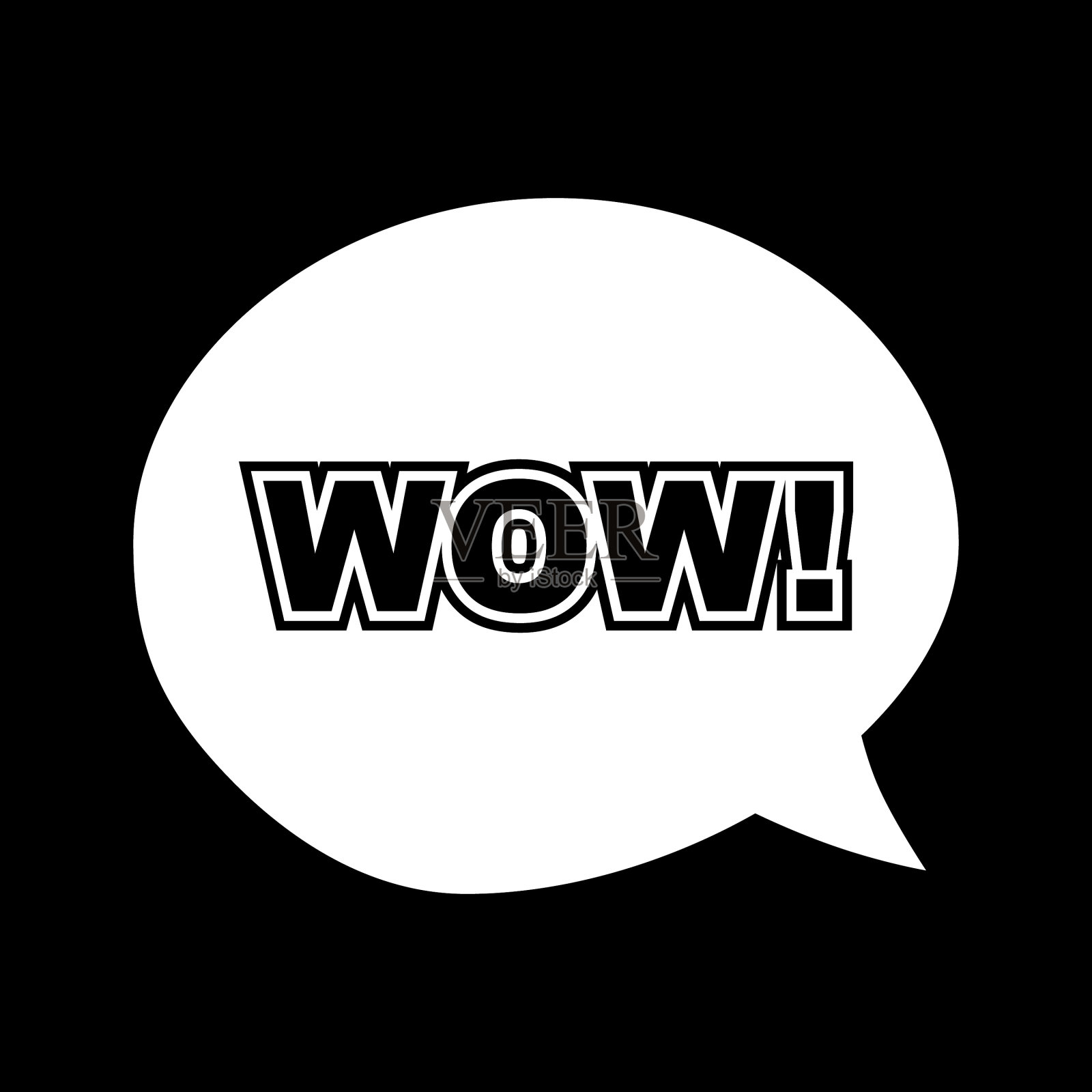 哇字在语音气泡图标插画图片素材