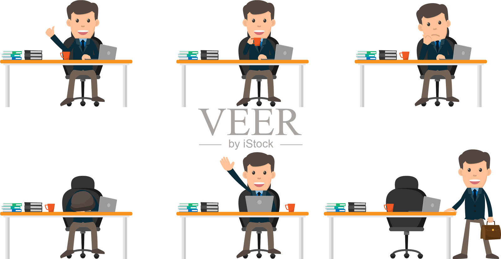 收藏集商人展示不同插画图片素材