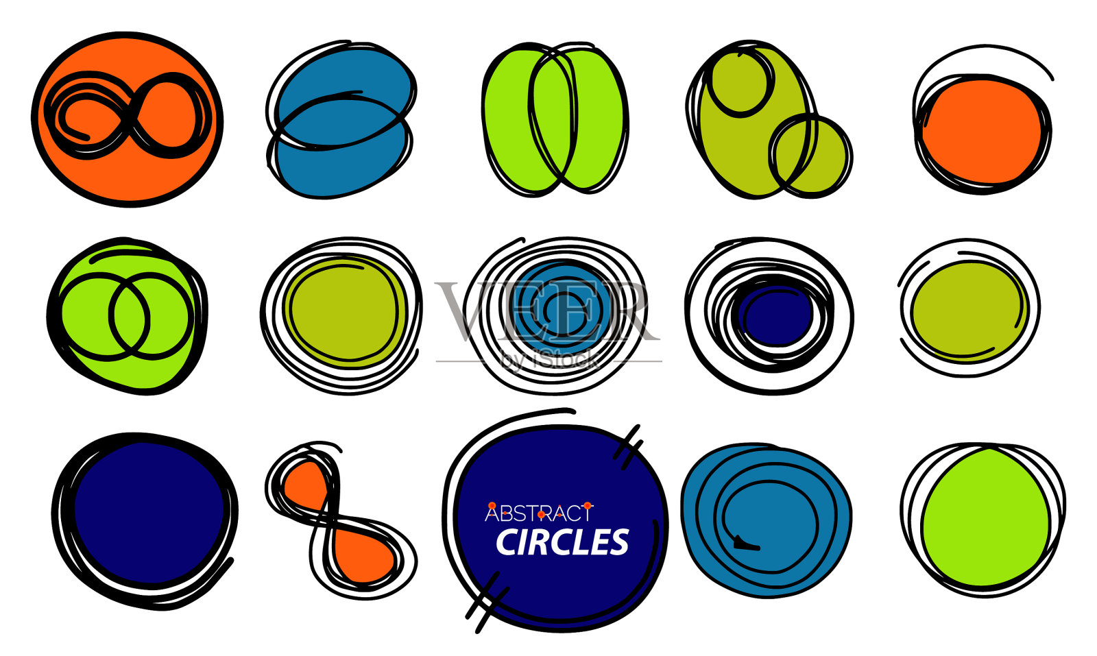 手绘圆框圆设置草图图标素材