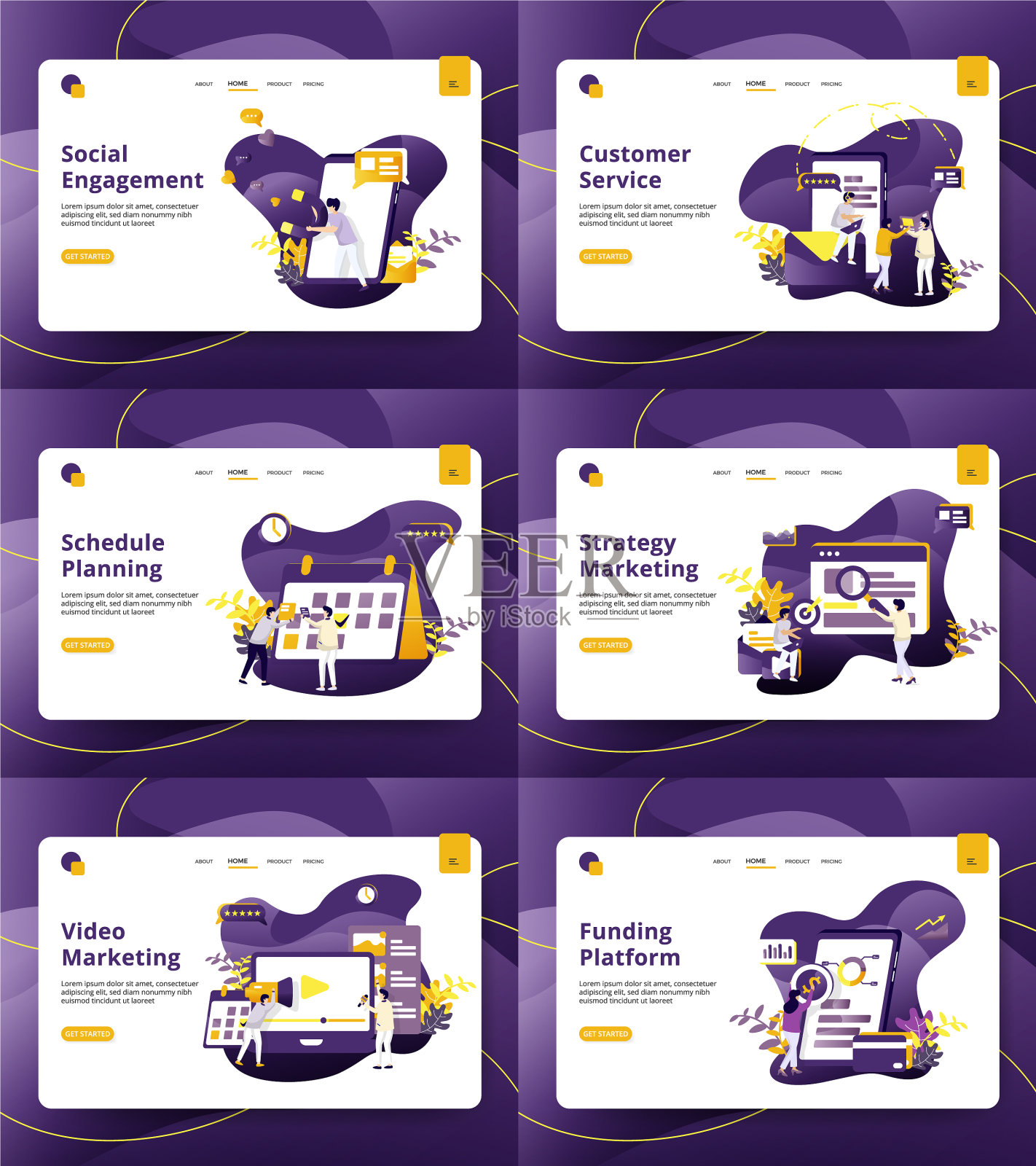 登陆页面策略营销现代风格设计模板素材