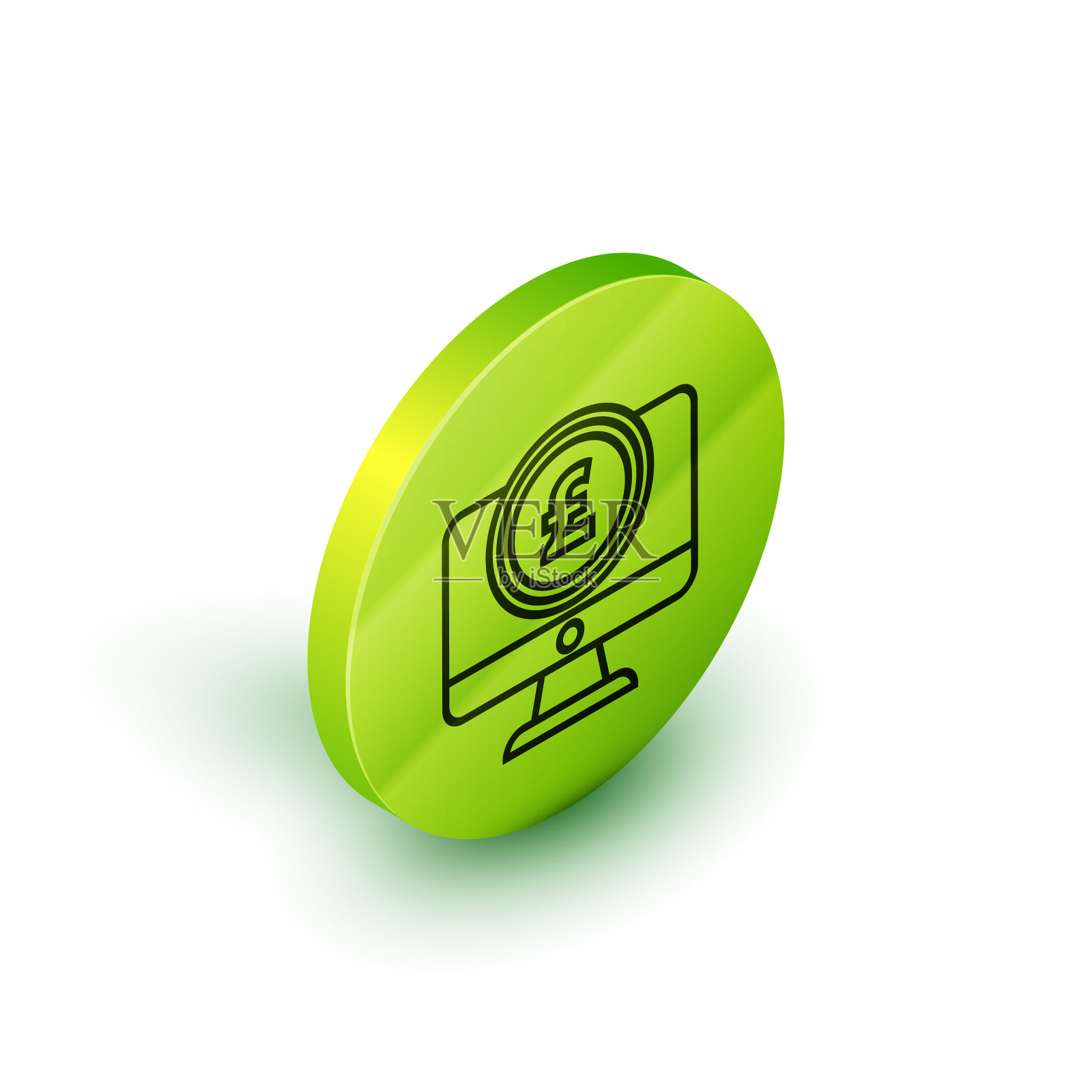 具有美元符号的等距线计算机显示器插画图片素材