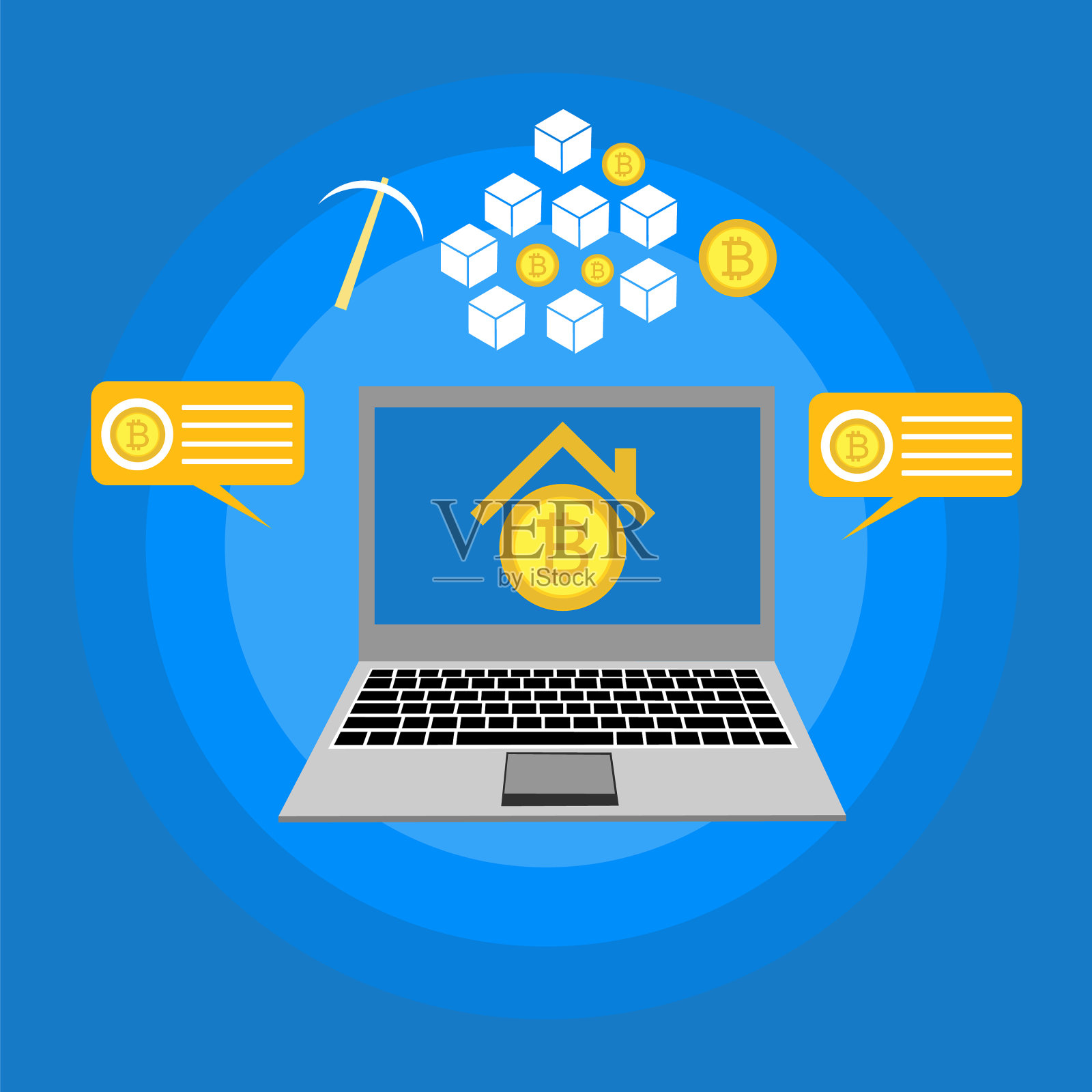 区块链方案挖掘加密货币服务器插画图片素材