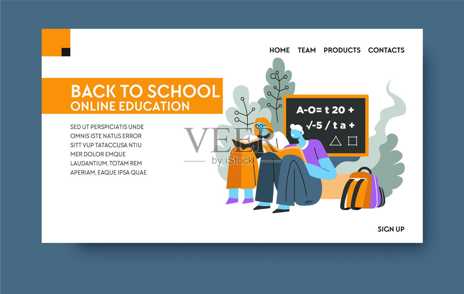 重返校园进行在线教育和学习设计模板素材