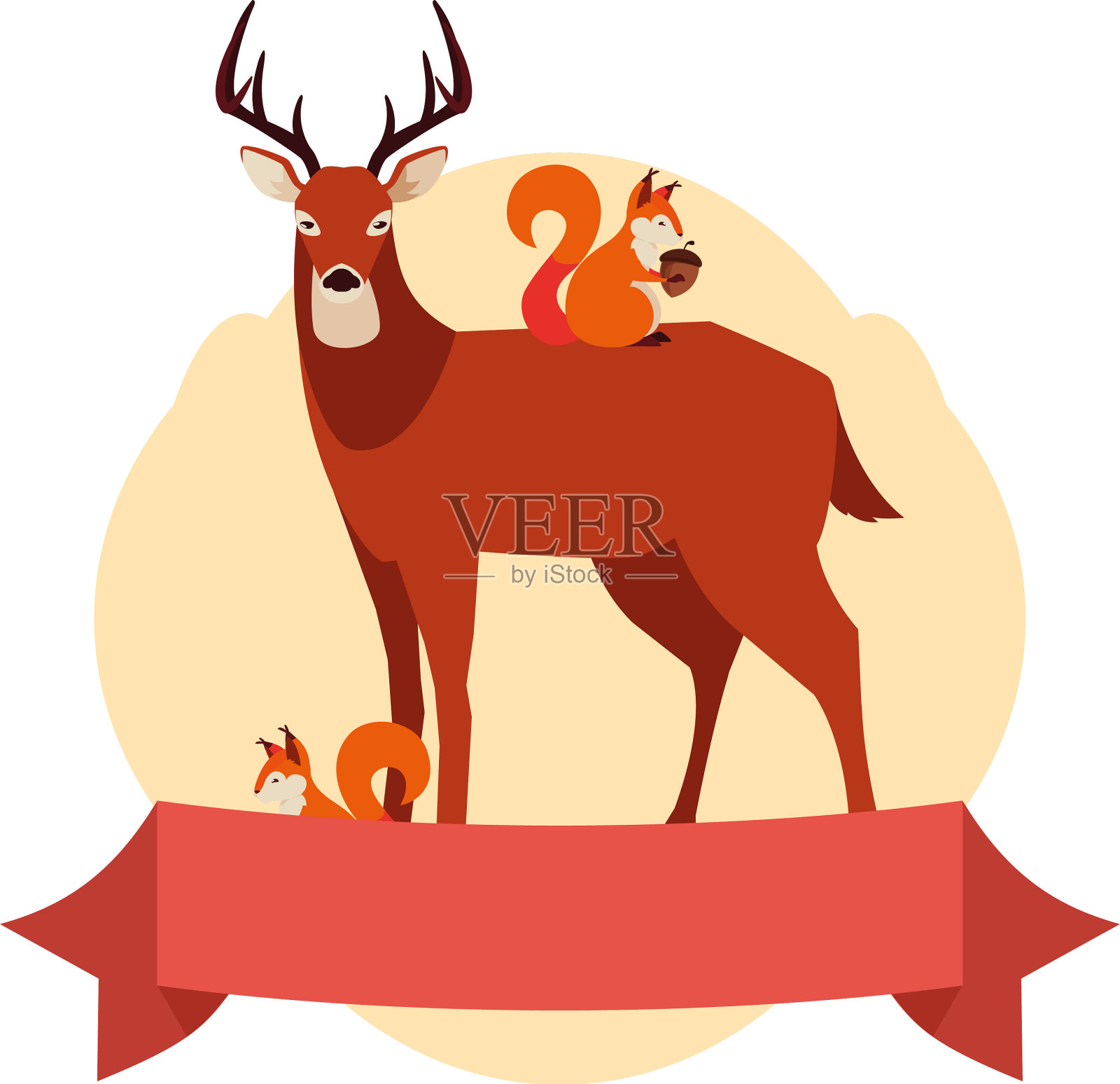 鹿和松鼠快乐的秋季设计设计元素图片