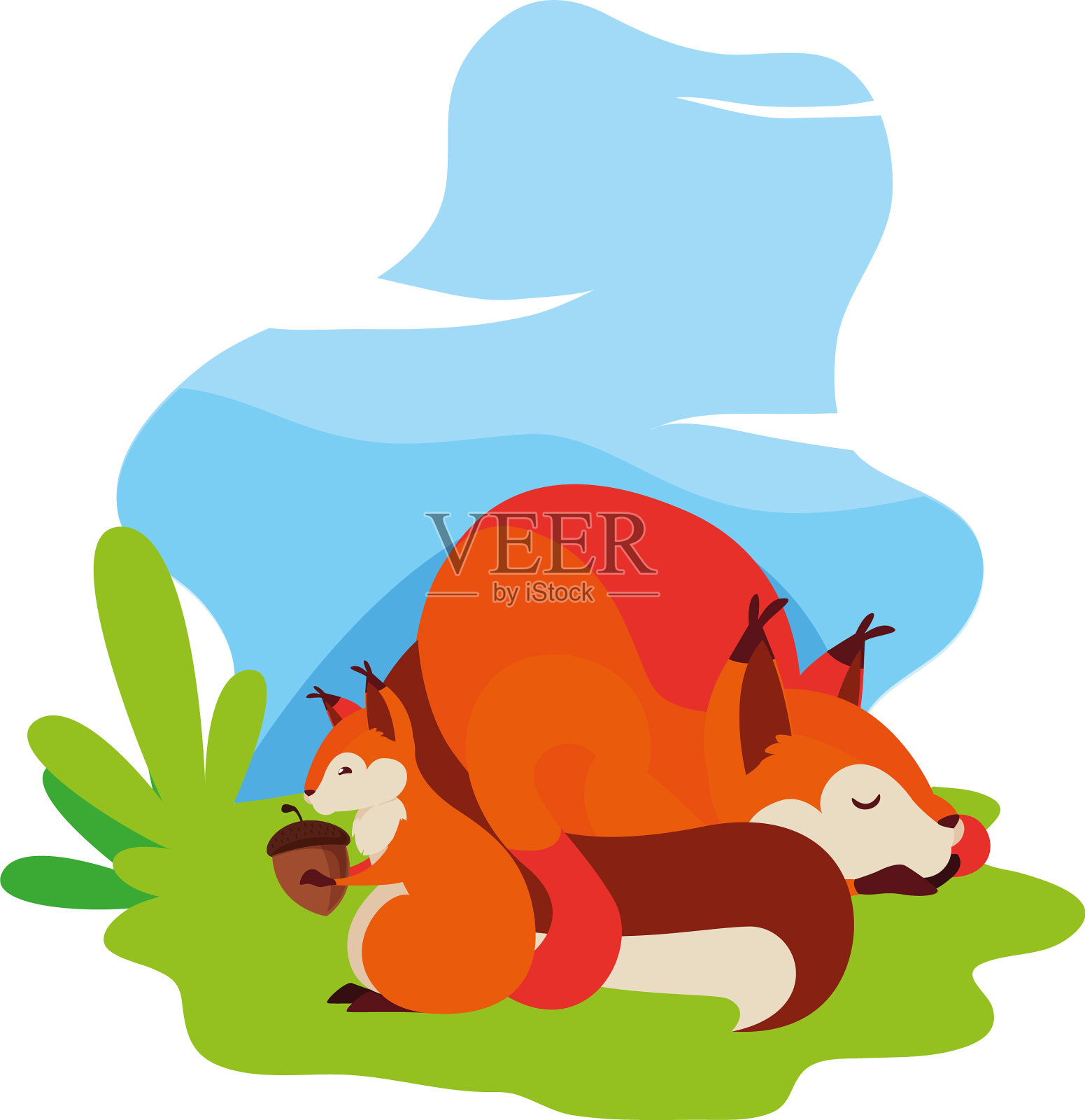 狐狸和松鼠快乐的秋季设计设计元素图片