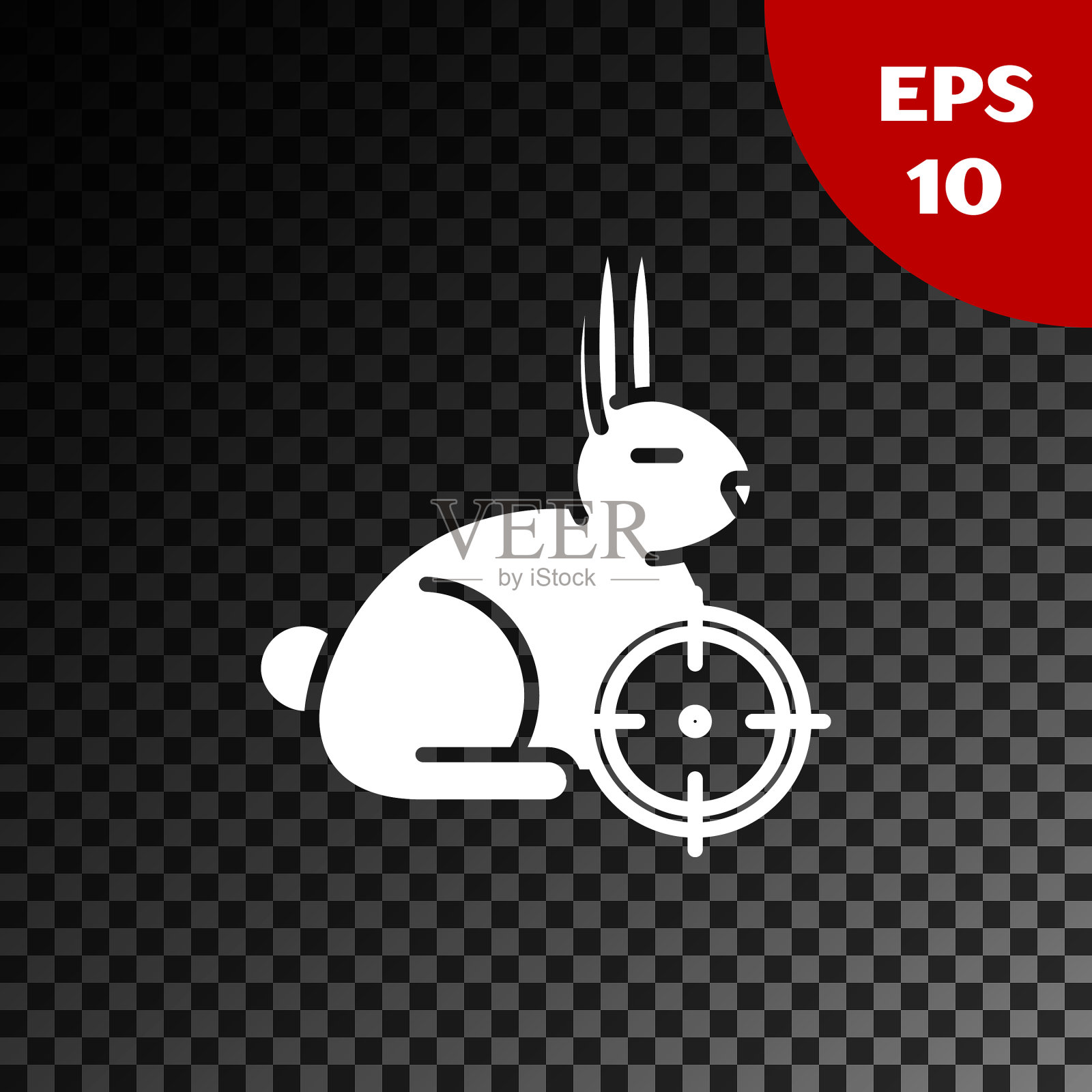 白色狩猎兔与十字准星图标孤立插画图片素材