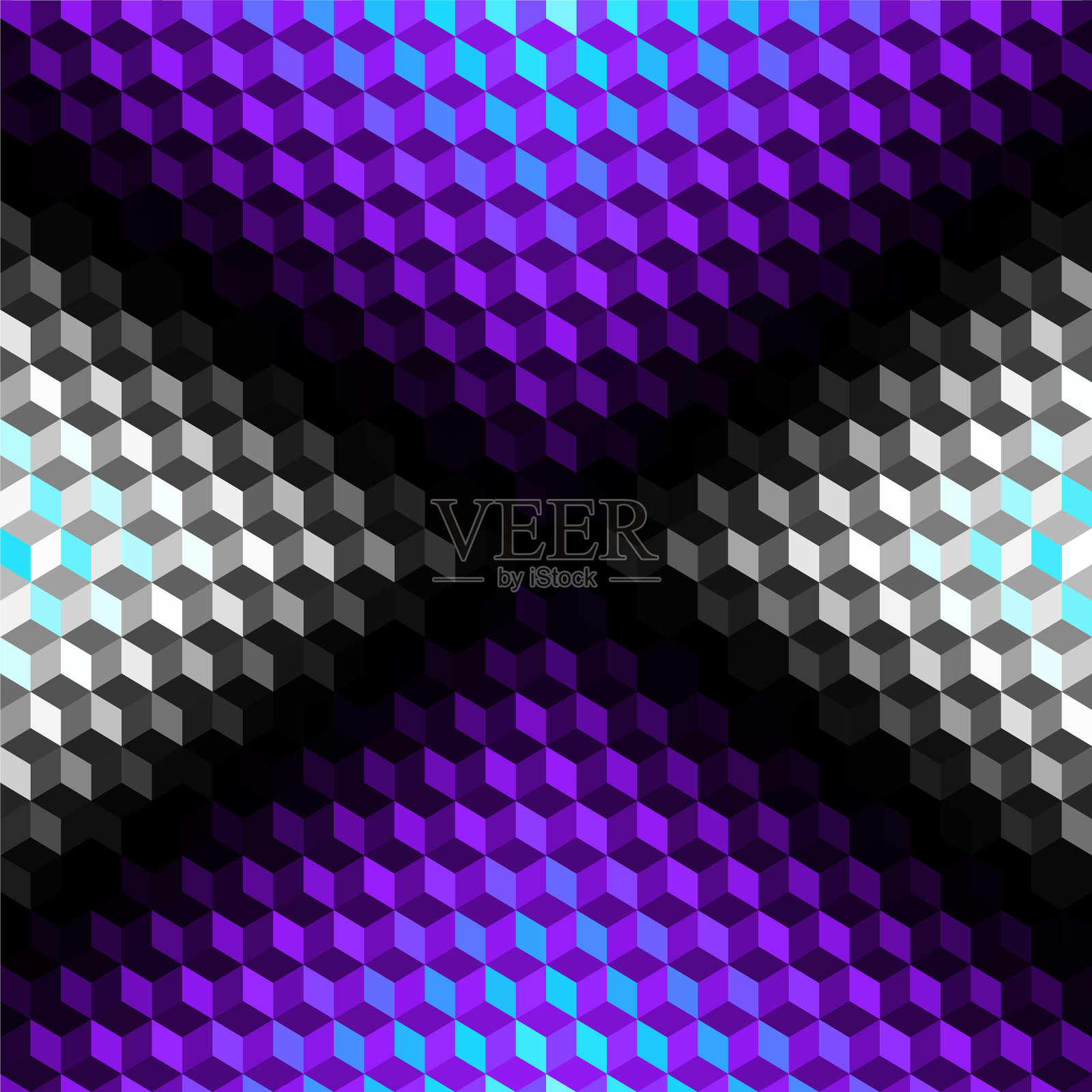 几何无缝图案一个立方体在低聚插画图片素材