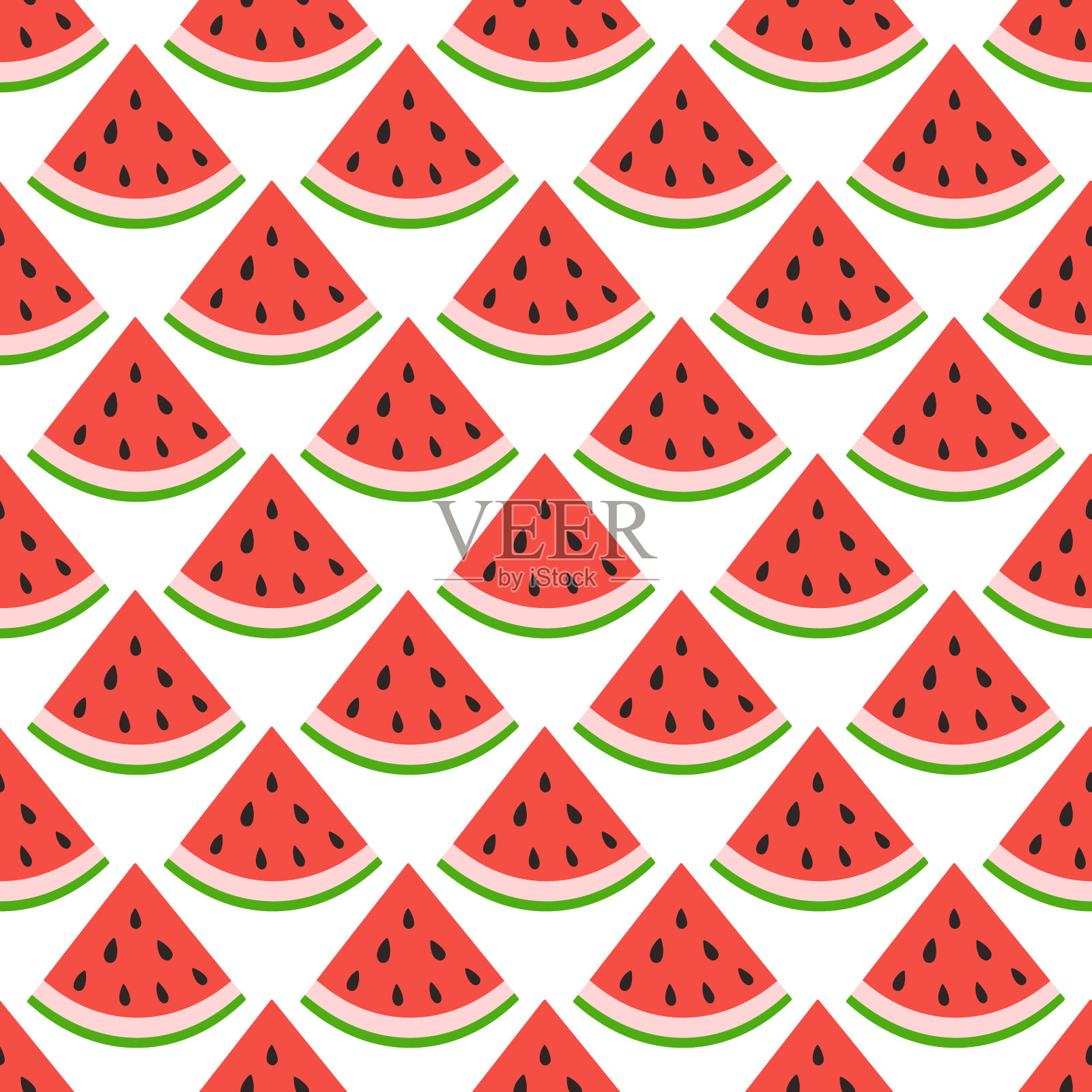 西瓜片无缝图案。夏季水果和浆果背景。矢量插图织物设计，礼品纸，婴儿衣服，纺织品，卡片设计元素图片