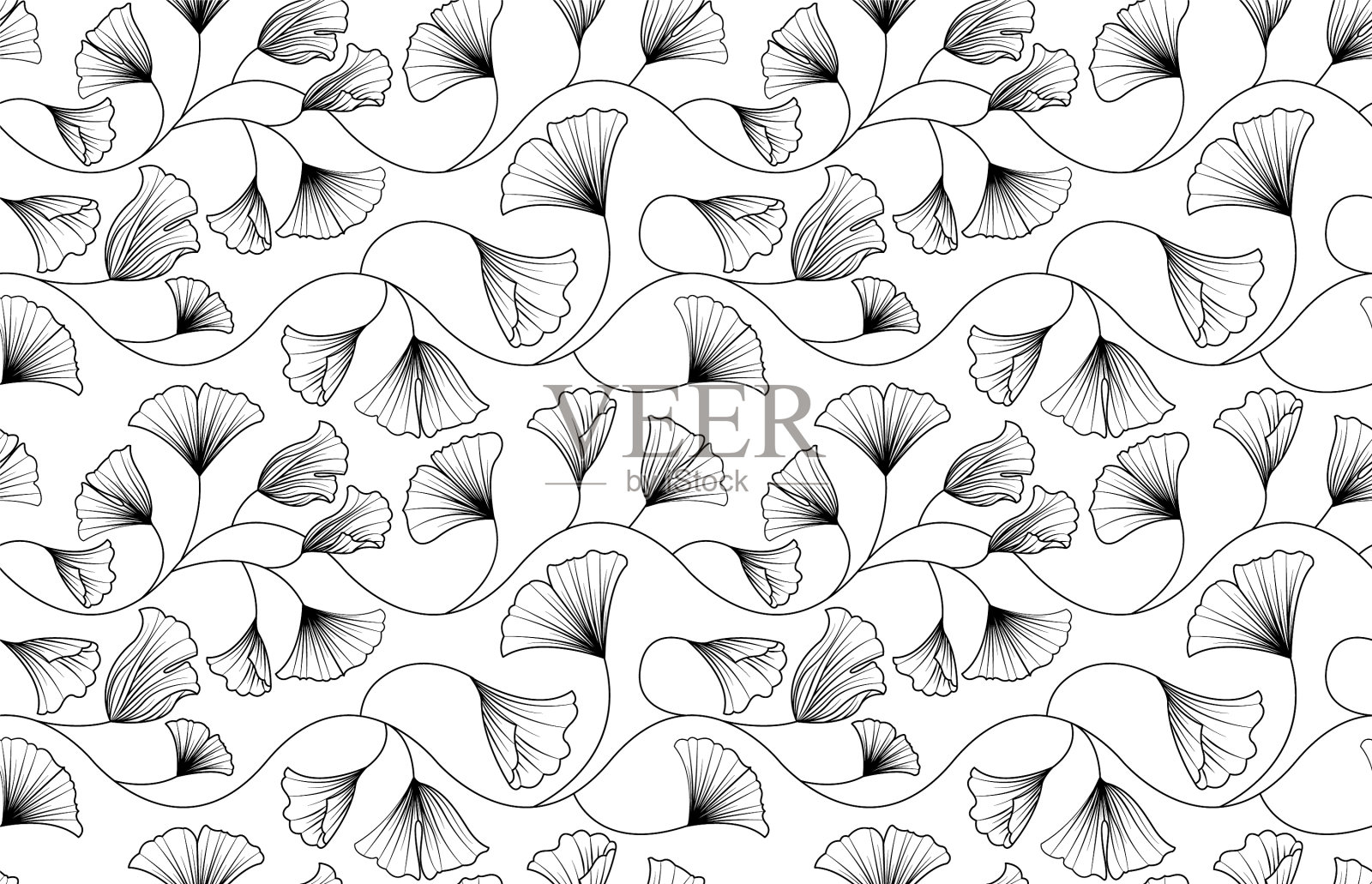 银杏叶图案插画图片素材