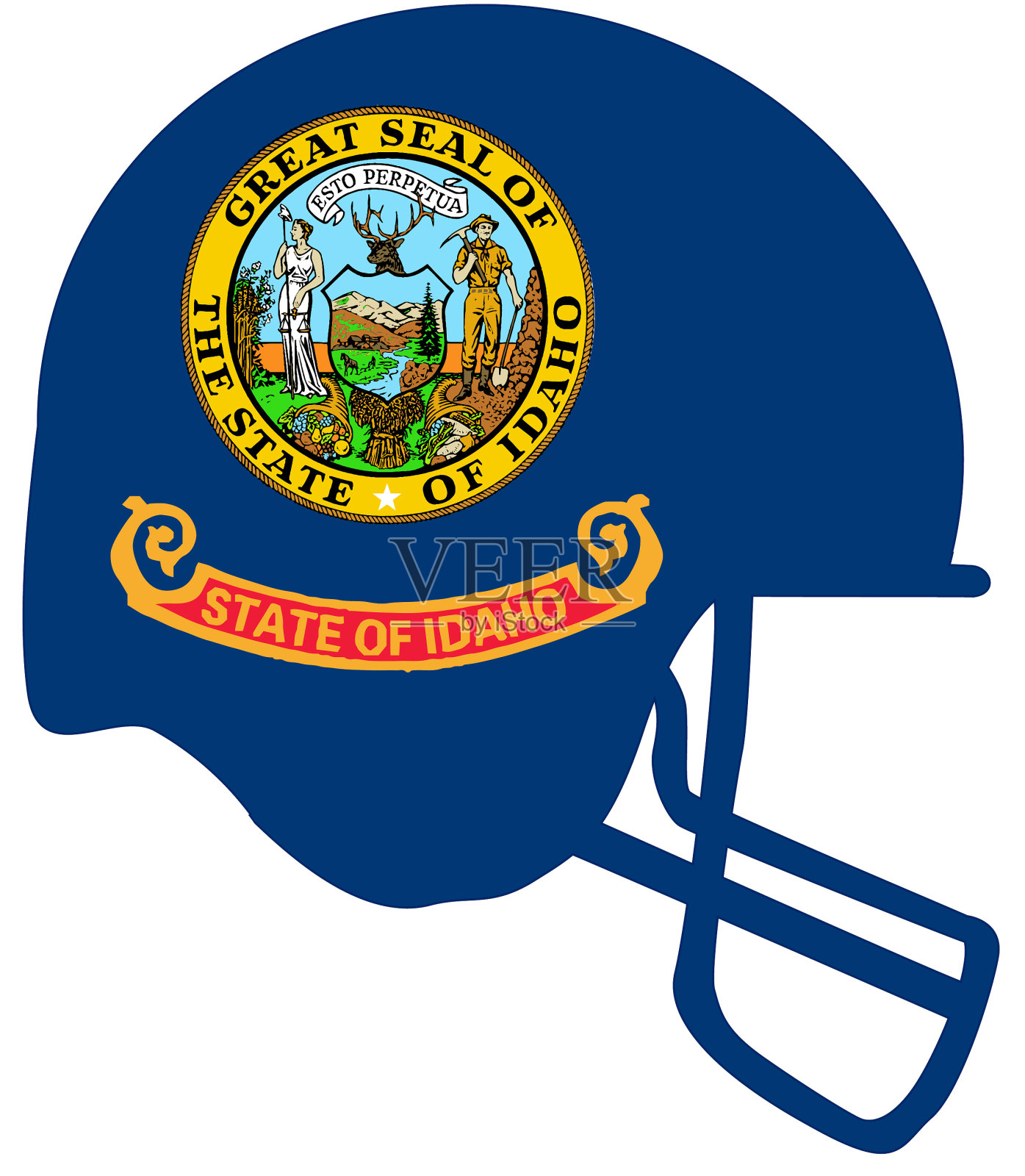 爱达荷州国旗橄榄球头盔插画图片素材
