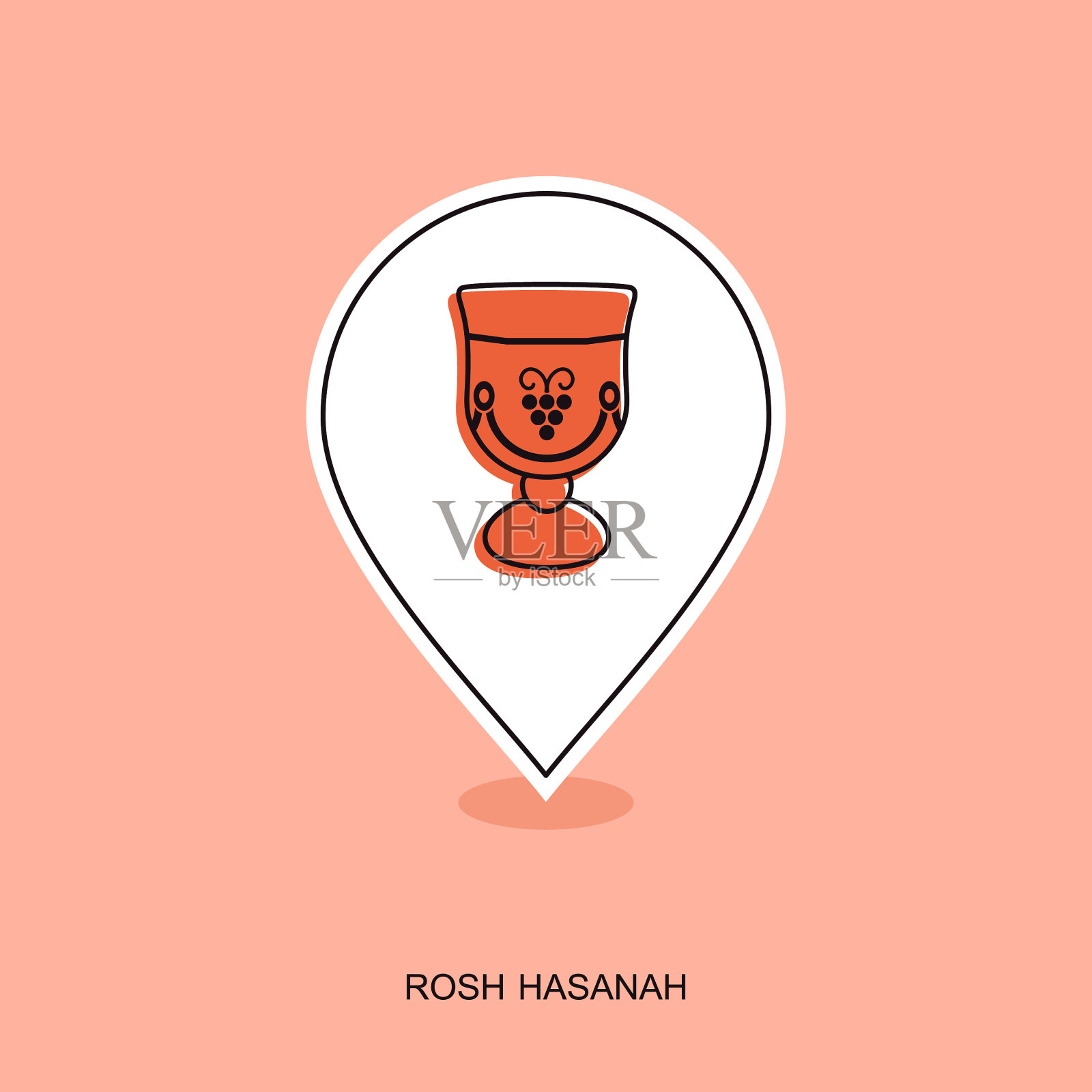 酒杯rosh hashanah pin地图图标shana tova插画图片素材