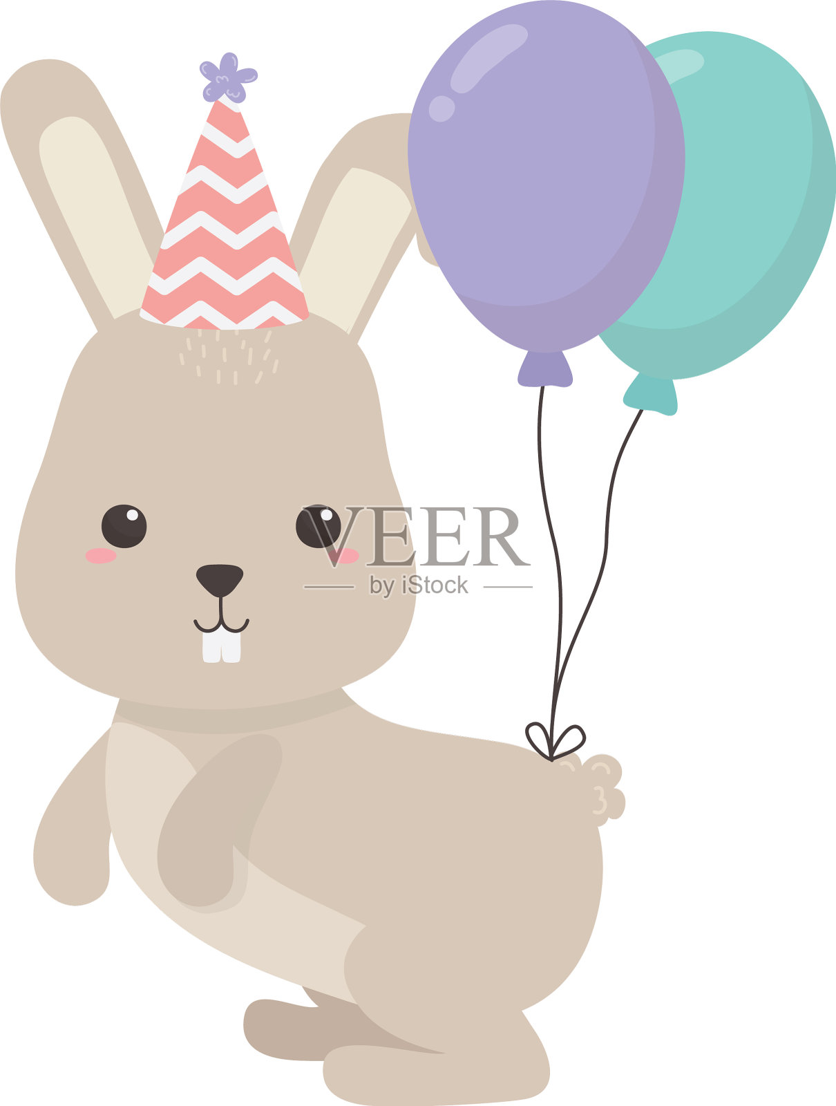 兔子卡通与快乐生日图标设计设计元素图片