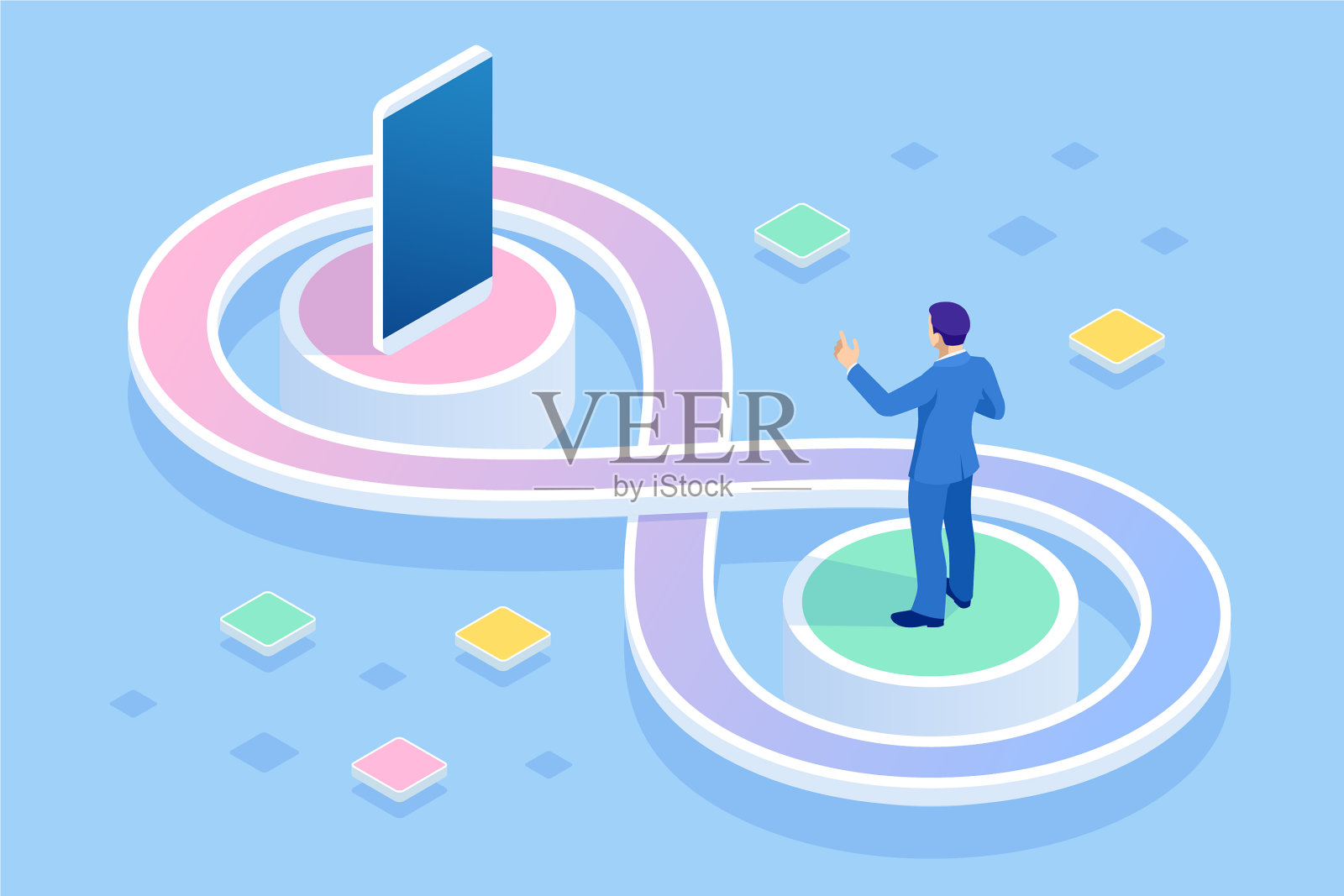 等距工艺流程软件插画图片素材