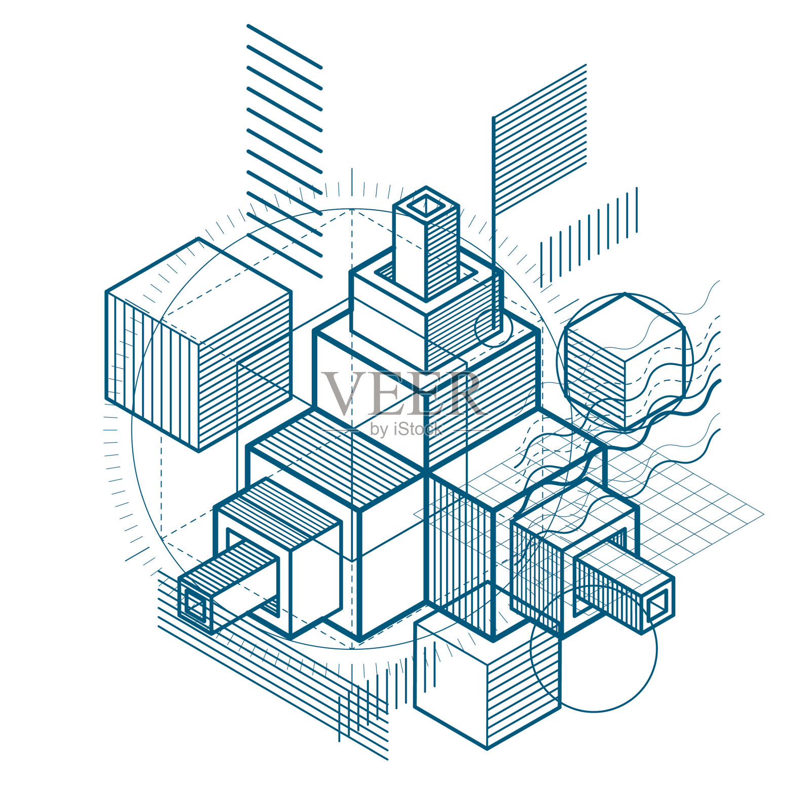 等距抽象背景线和设计元素图片