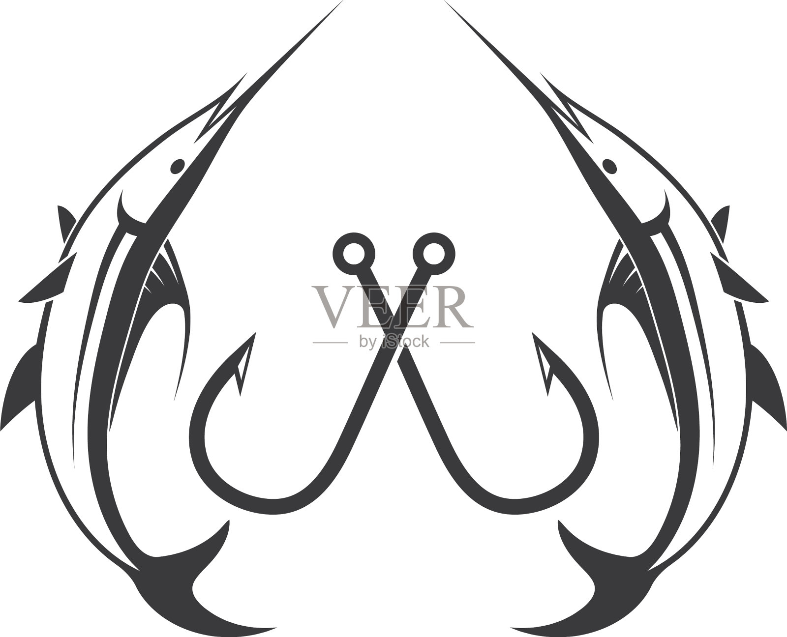 钓鱼标志图标徽章设计元素图片