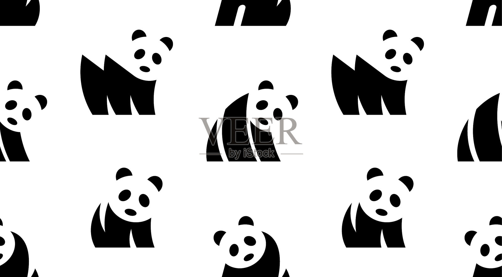 无缝图案与熊猫标志插画图片素材