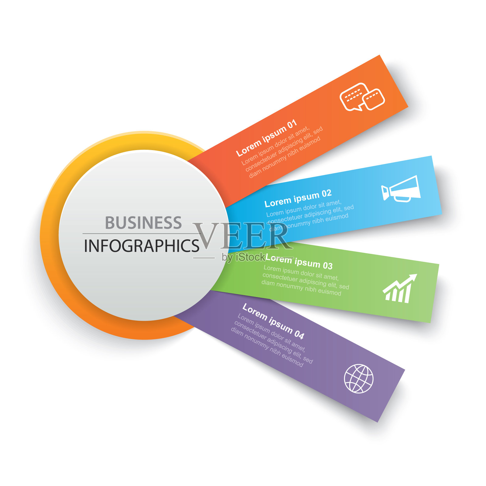 信息图圈纸4个数据模板设计模板素材