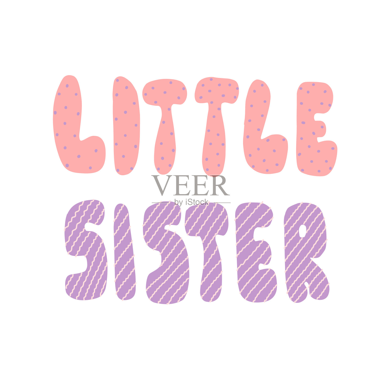 小妹妹字母题字圆卡通插画图片素材